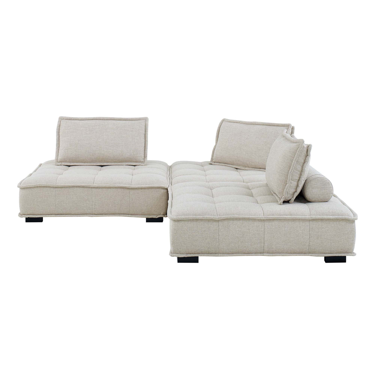Saunter 3-Piece Tufted Fabric Fabric Sofa, Beige