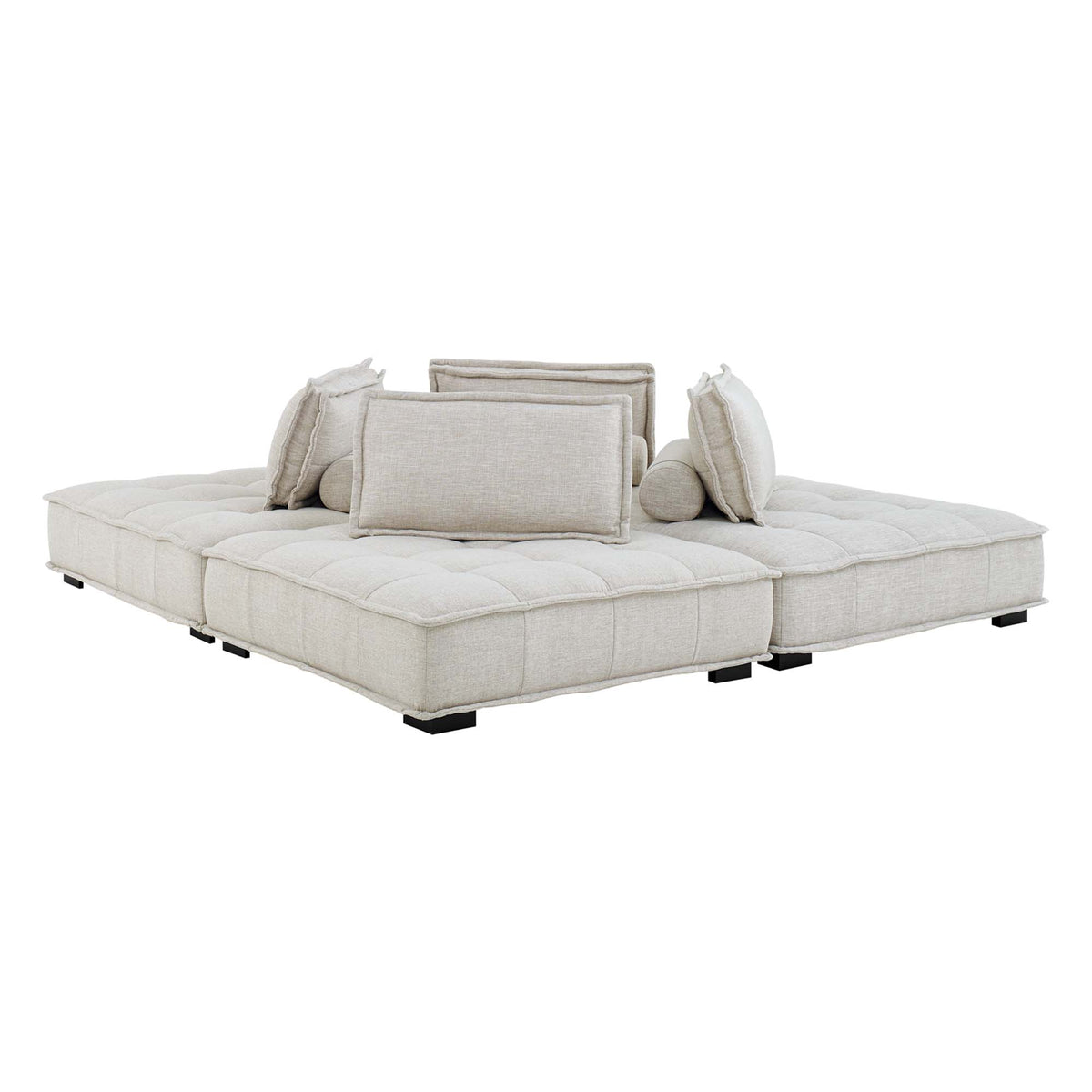 Saunter 4-Piece Tufted Fabric Fabric Sectional Sofa, Beige