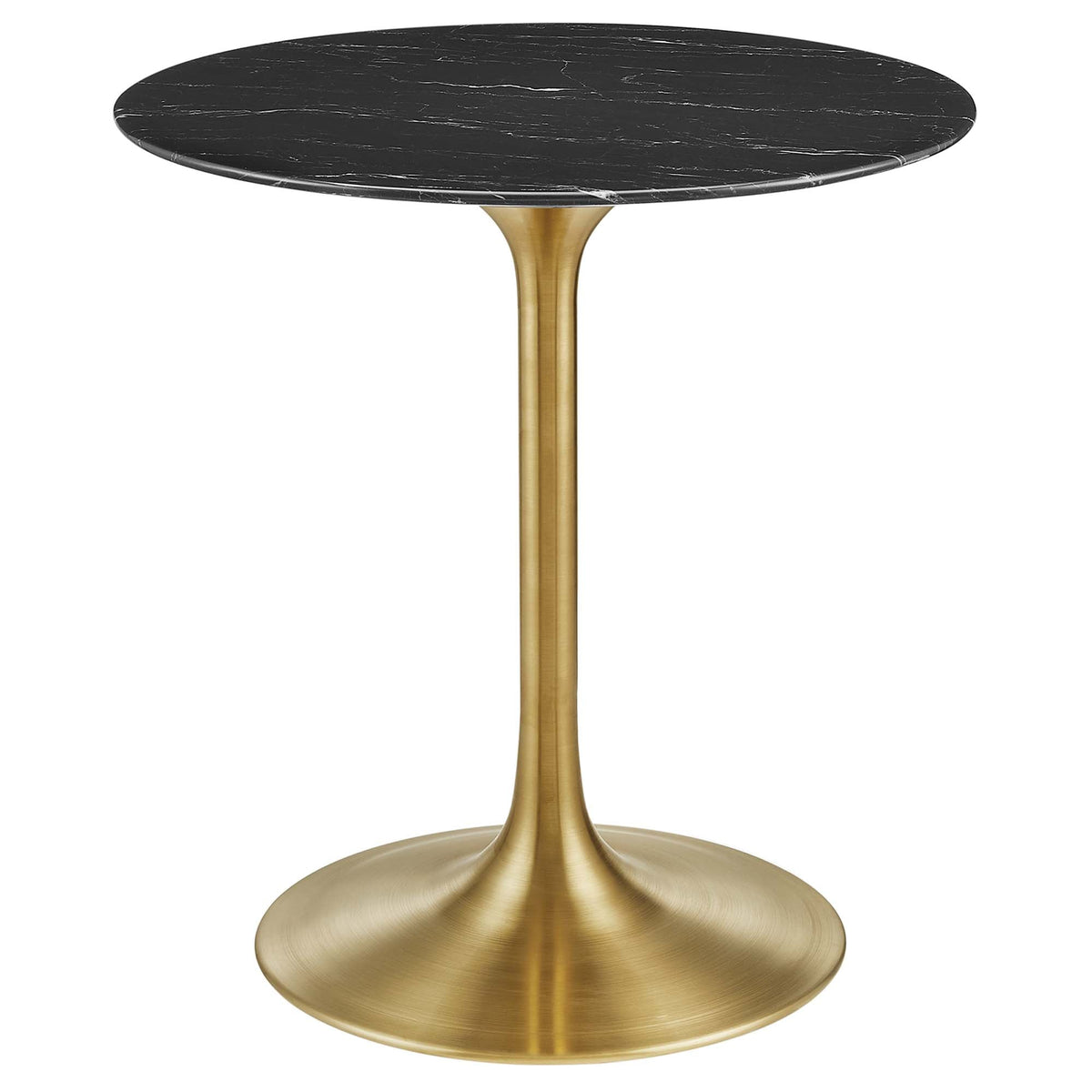 Lippa 28" Round Faux Marble Dining Table, Gold Black
