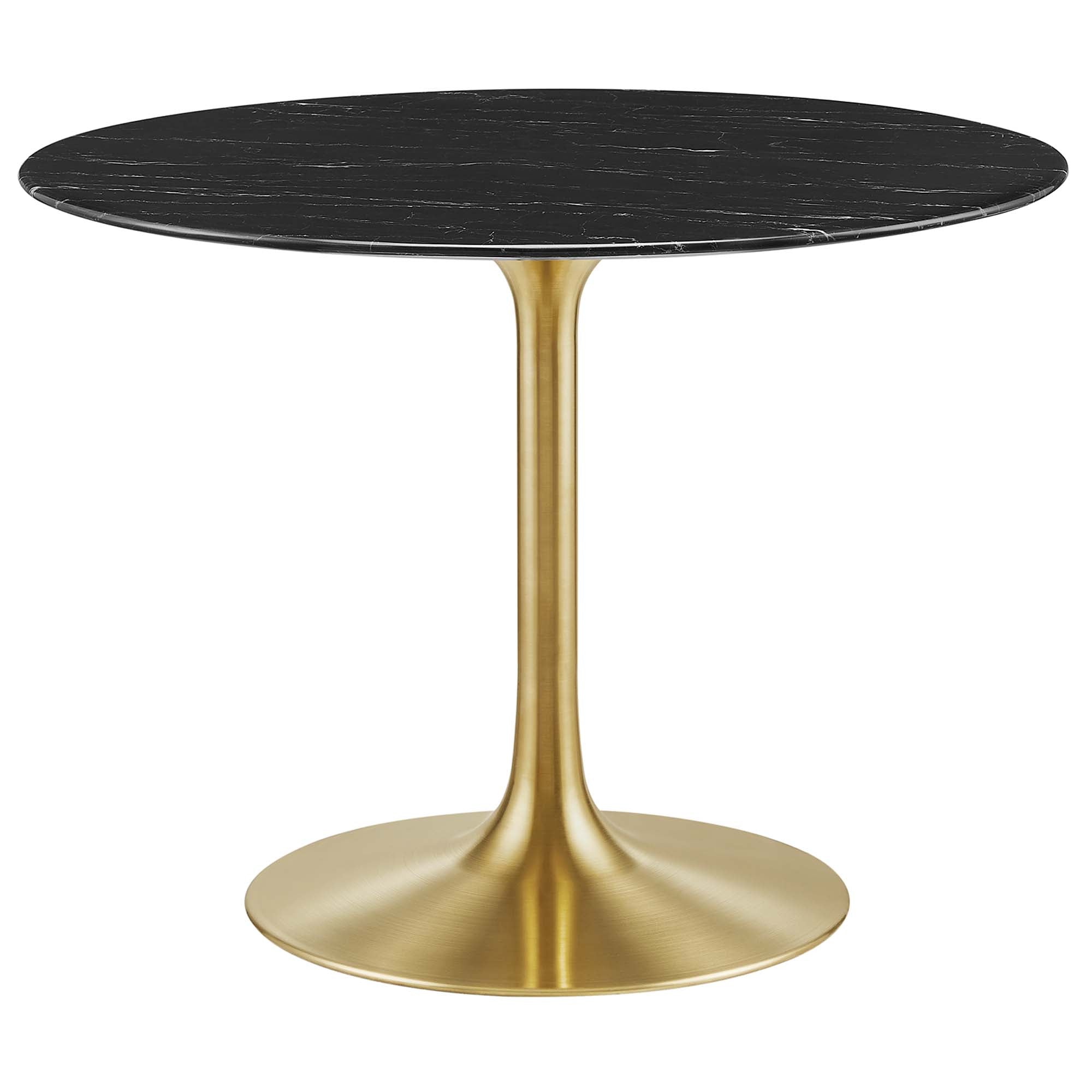 Lippa 40" Round Faux Marble Dining Table, Gold Black