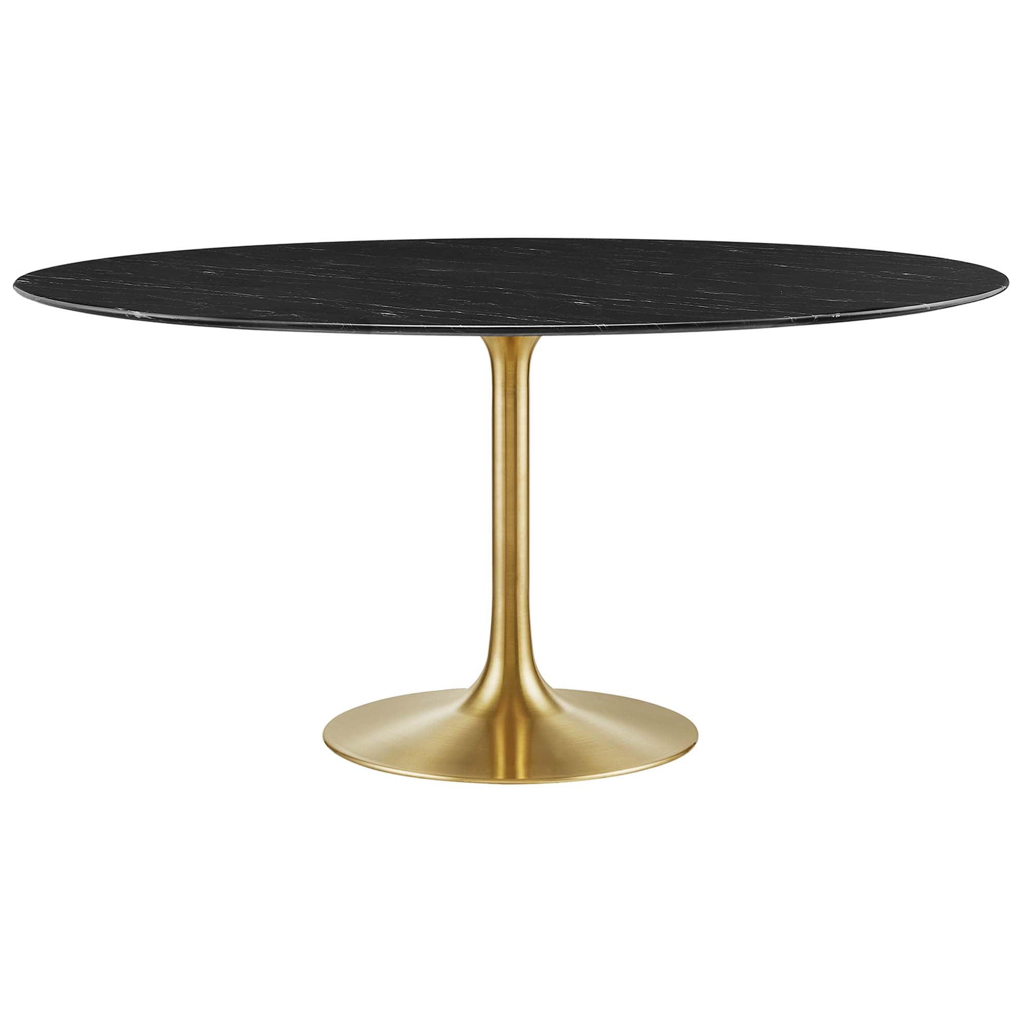 Lippa 60" Round Faux Marble Dining Table, Gold Black