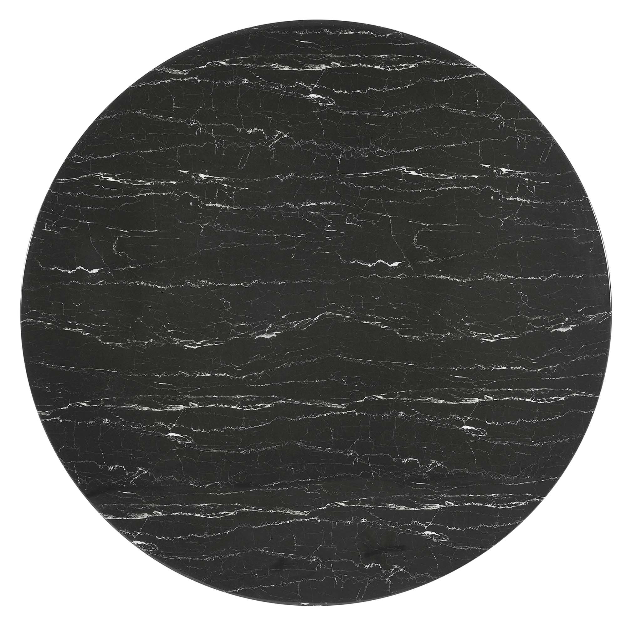 Lippa 60" Round Faux Marble Dining Table, Gold Black