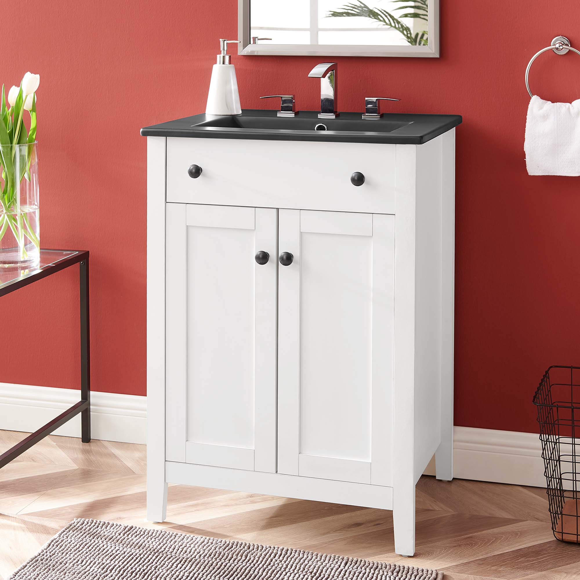 Nantucket 24" Bathroom Vanity, White Black