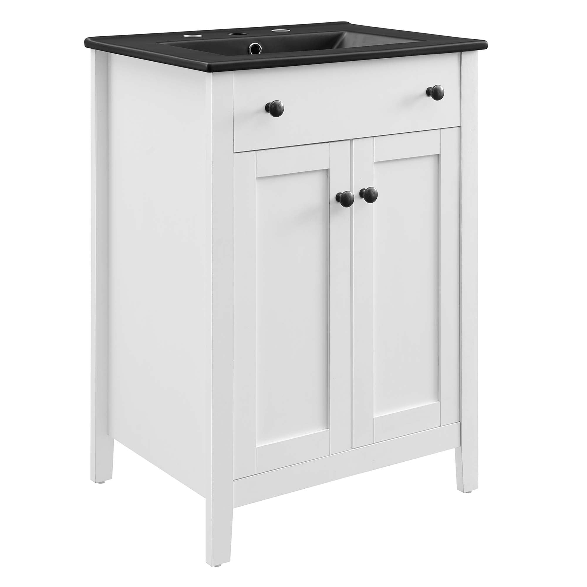 Nantucket 24" Bathroom Vanity, White Black