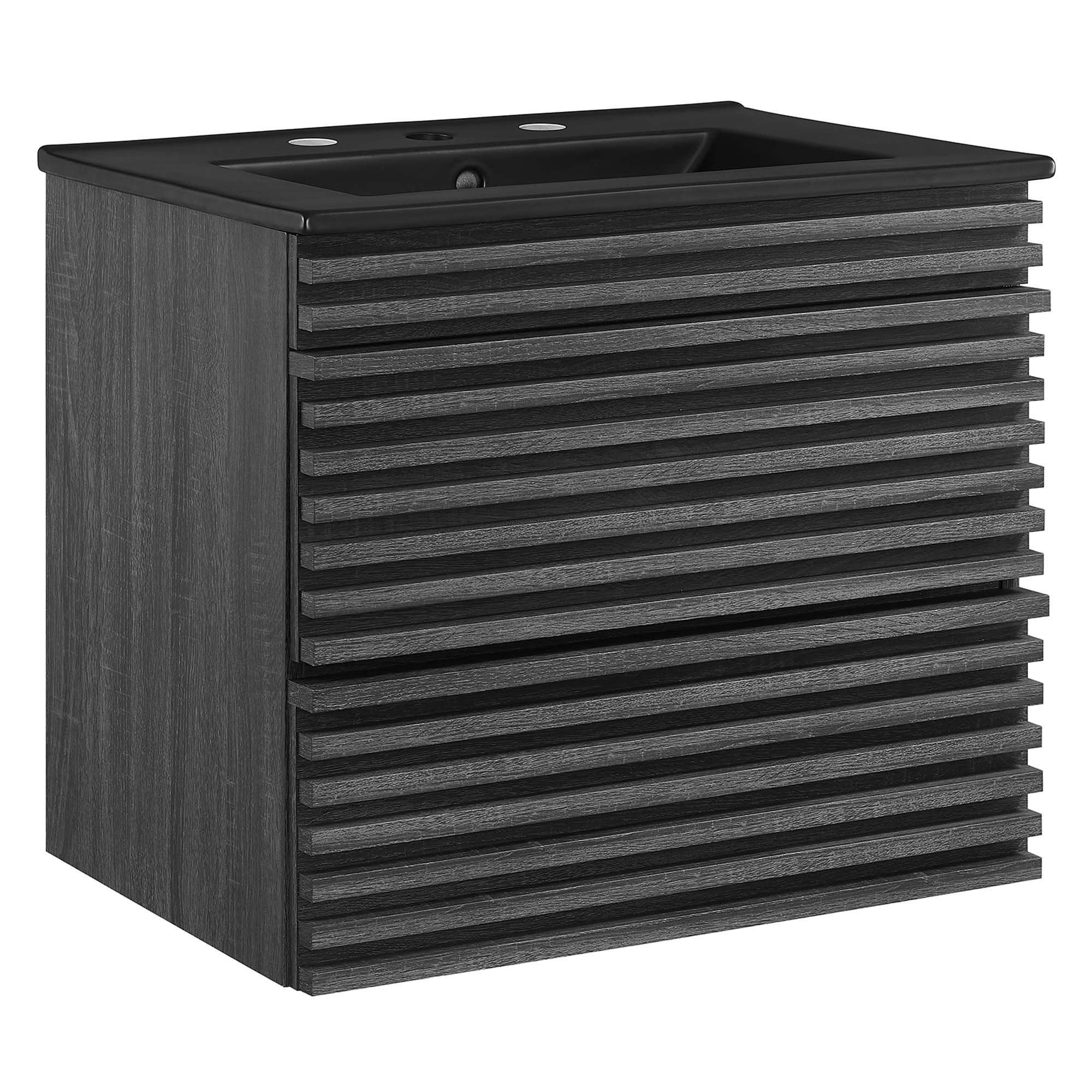 Render 24" Wall-Mount Bathroom Vanity, Charcoal Black