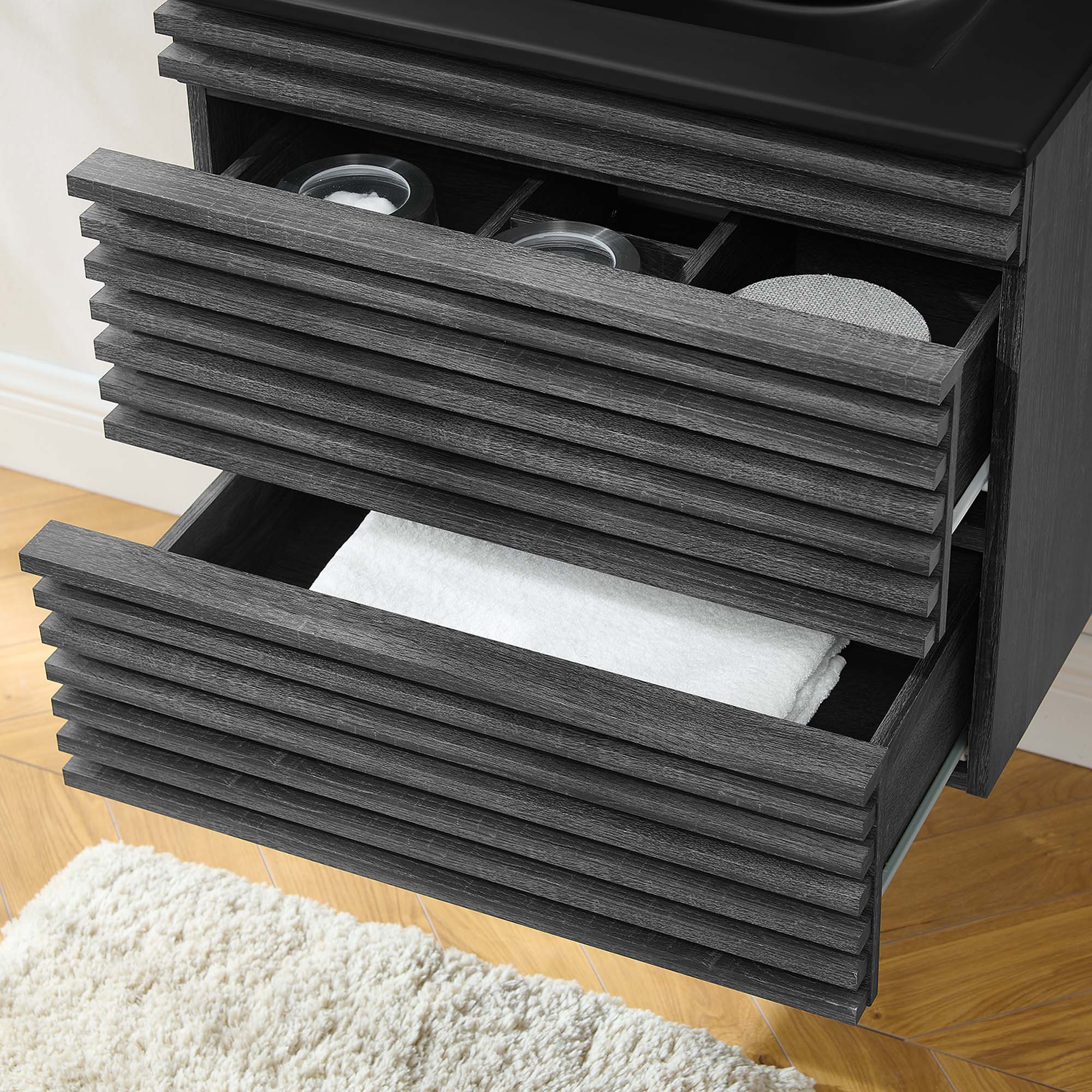 Render 24" Wall-Mount Bathroom Vanity, Charcoal Black