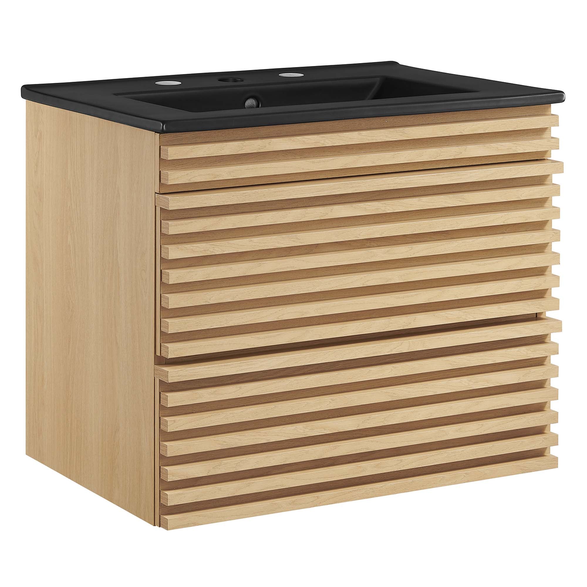 Render 24" Wall-Mount Bathroom Vanity, Oak Black