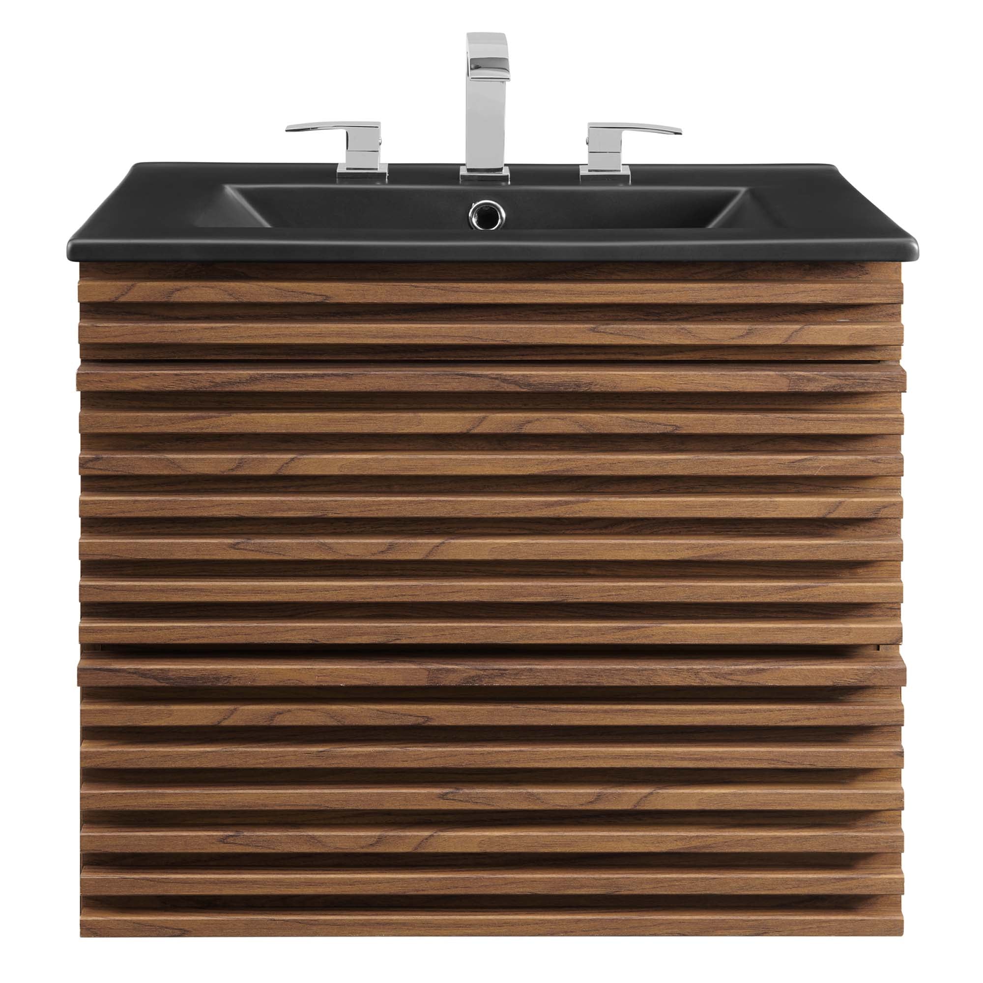 Render 24" Wall-Mount Bathroom Vanity, Walnut Black