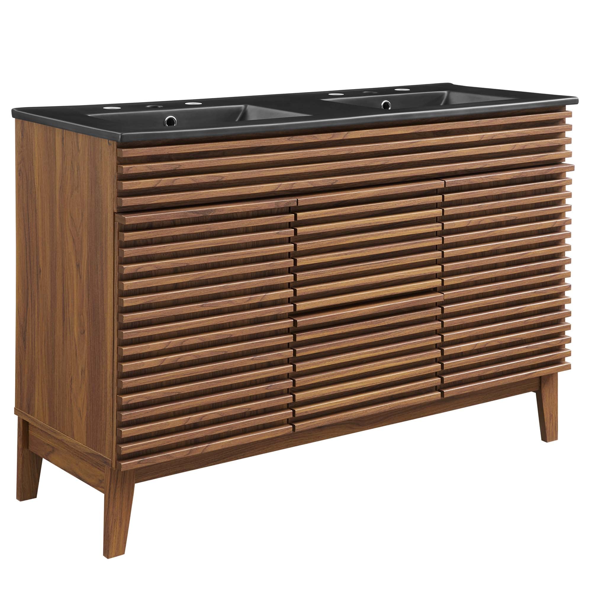 Render 48" Double Sink Bathroom Vanity, Walnut Black