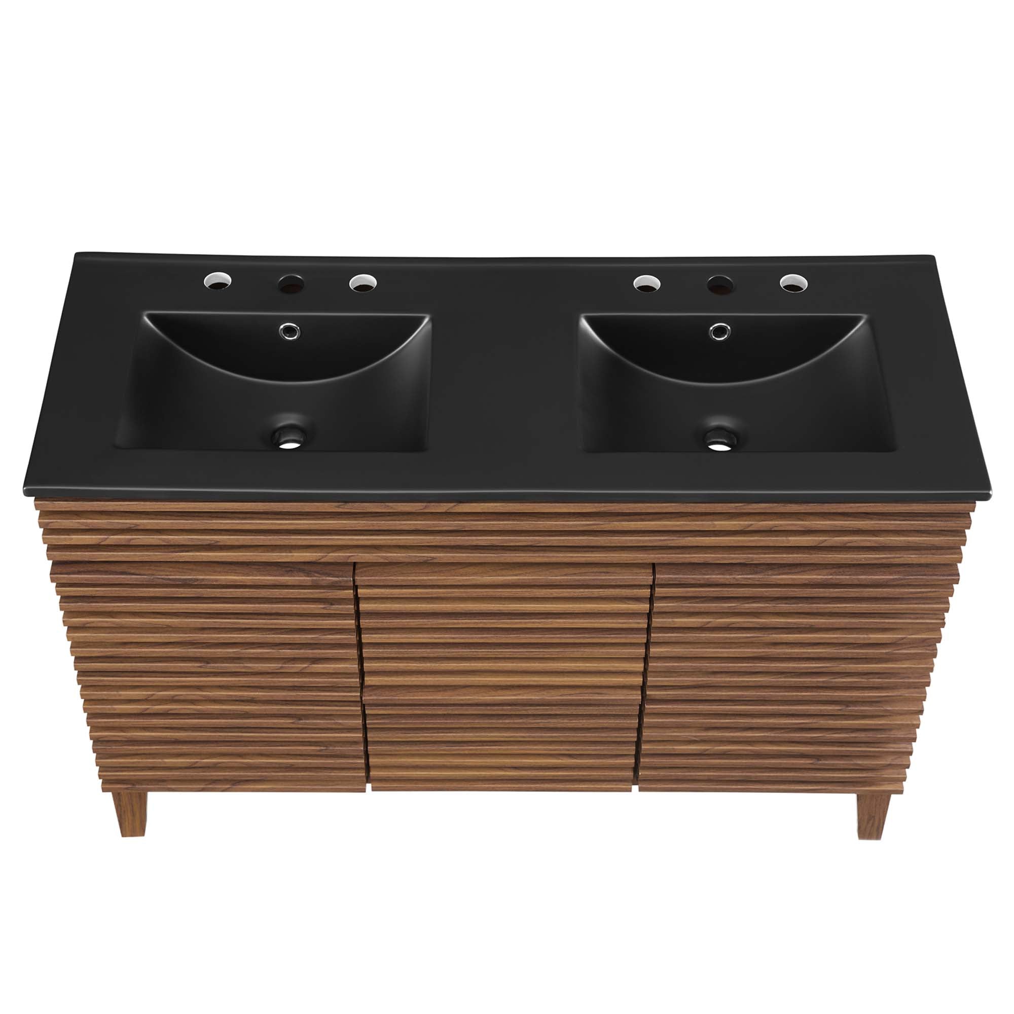Render 48" Double Sink Bathroom Vanity, Walnut Black
