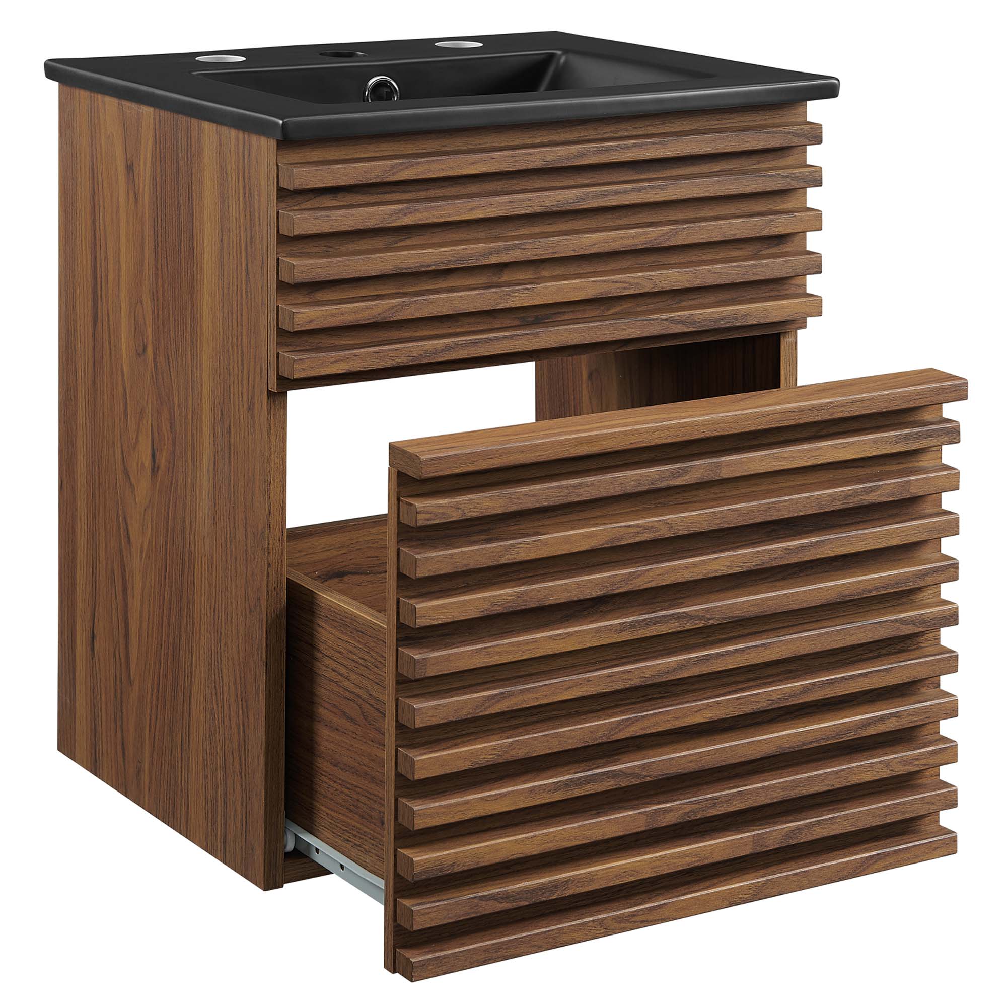 Render 18" Wall-Mount Bathroom Vanity, Walnut Black