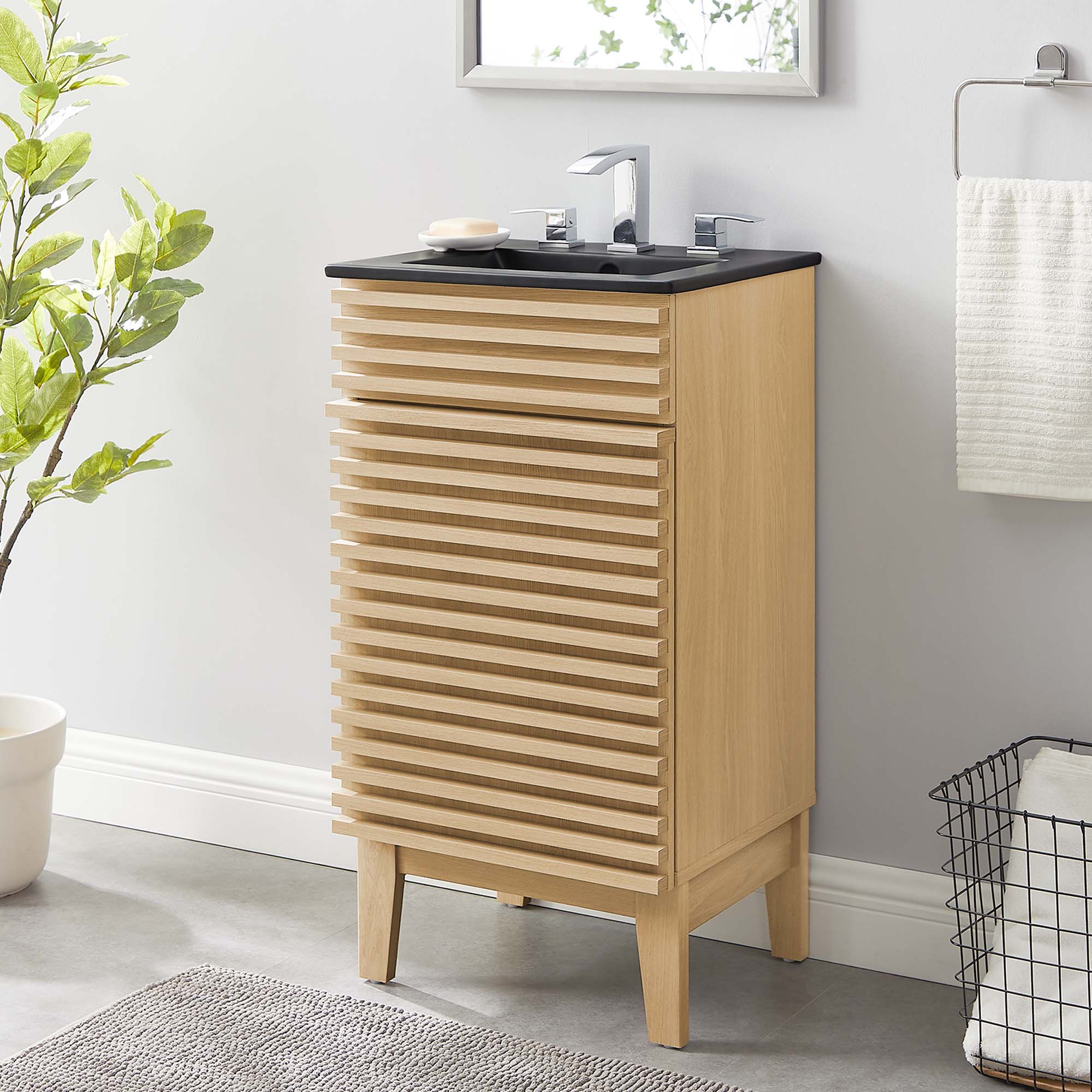 Render 18" Bathroom Vanity, Oak Black