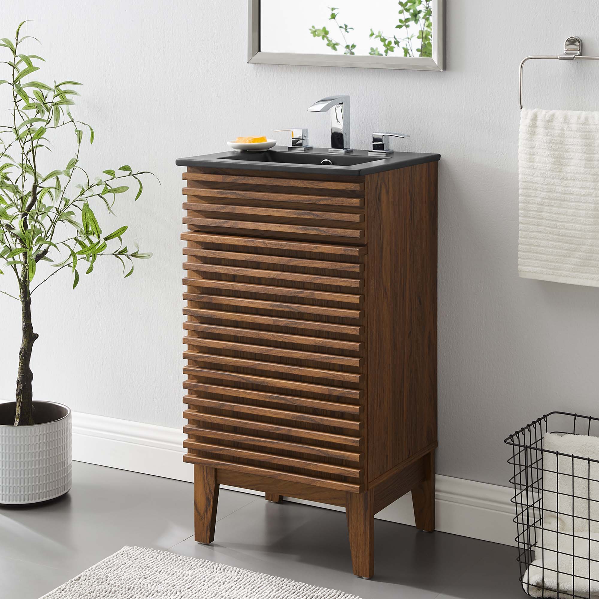 Render 18" Bathroom Vanity, Walnut Black