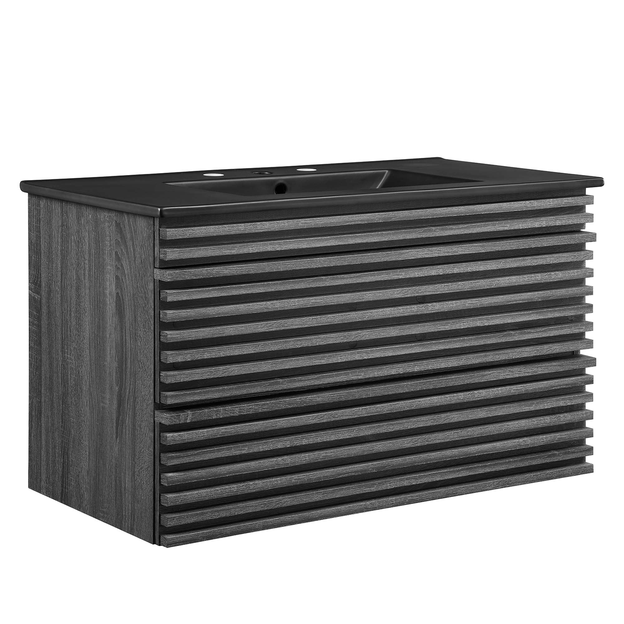 Render 36" Wall-Mount Bathroom Vanity, Charcoal Black
