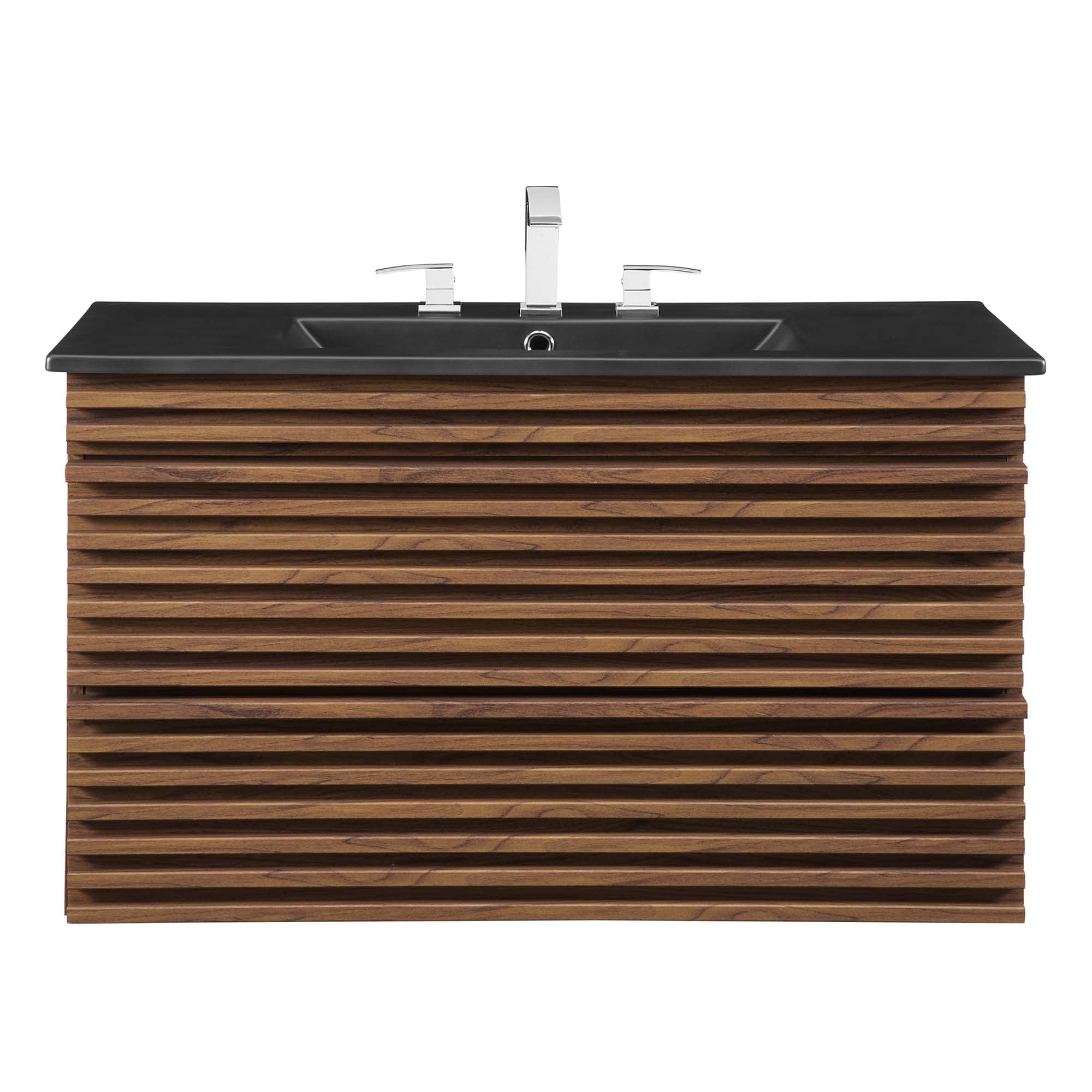 Render 36" Wall-Mount Bathroom Vanity, Walnut Black