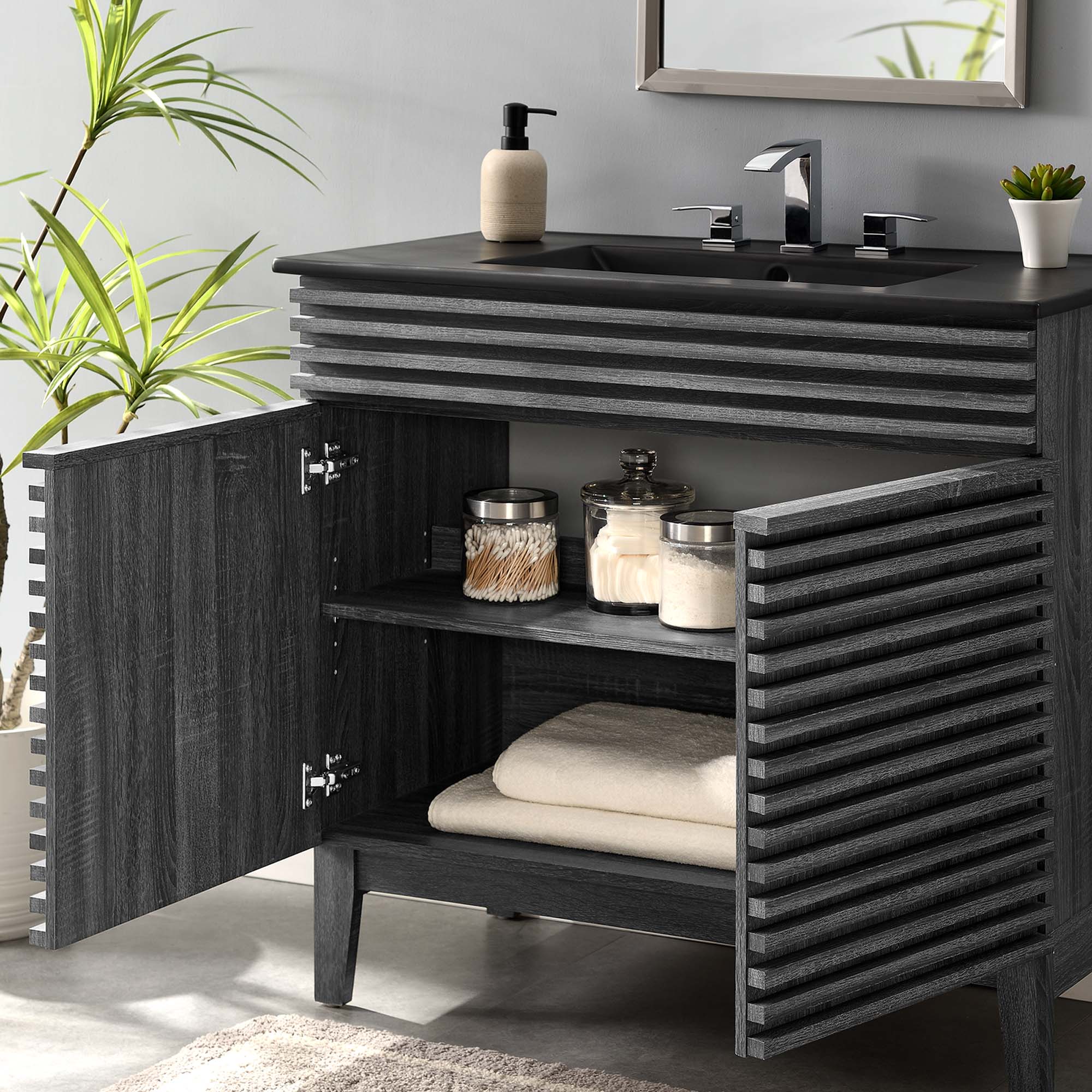 Render 36" Bathroom Vanity, Charcoal Black