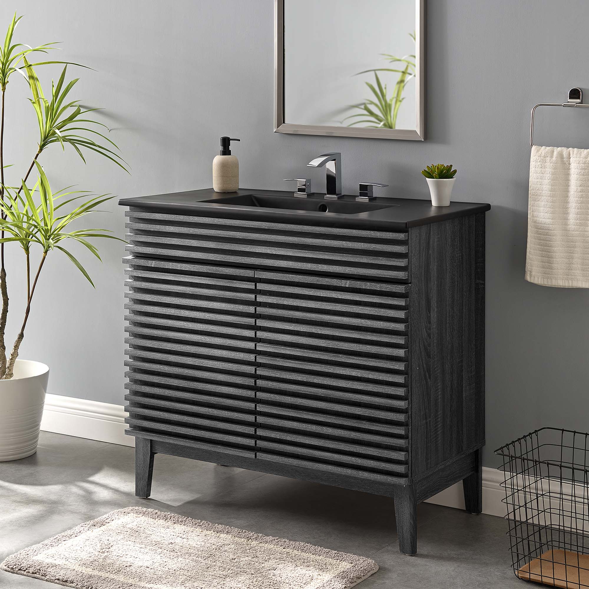 Render 36" Bathroom Vanity, Charcoal Black