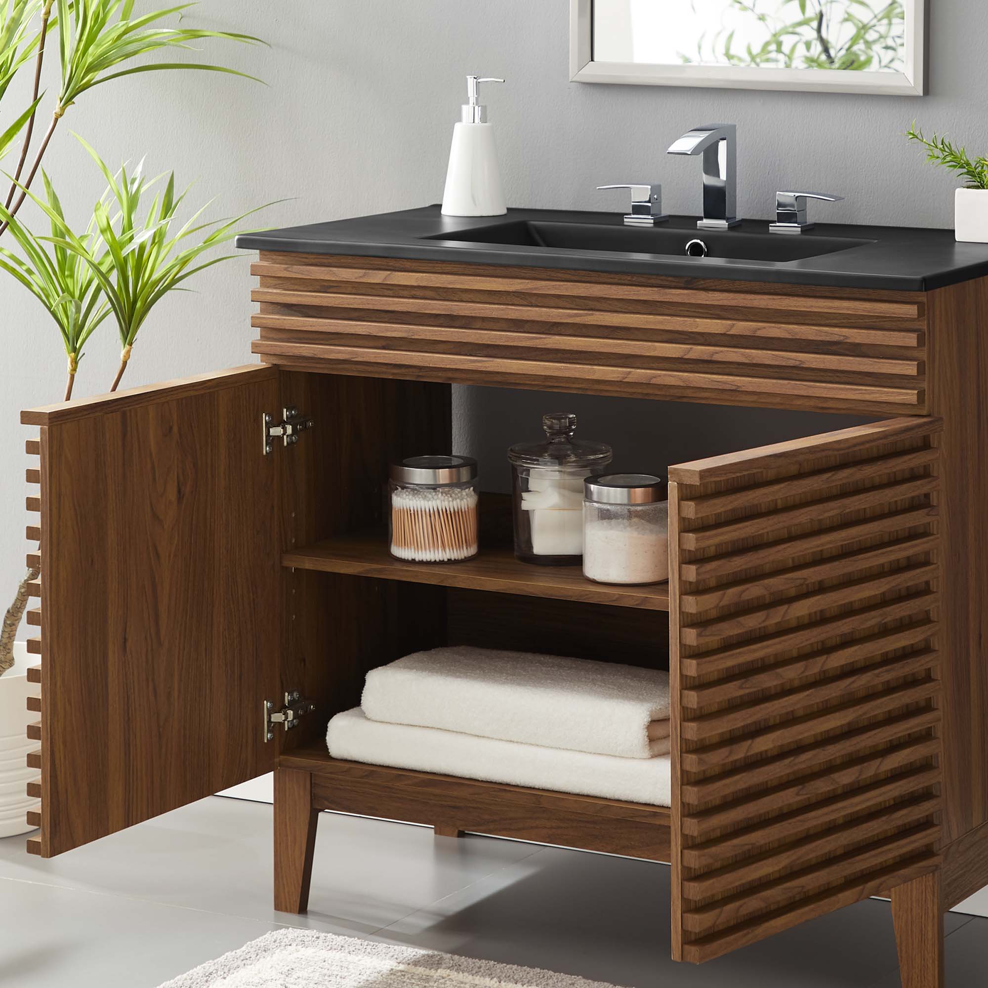 Render 36" Bathroom Vanity, Walnut Black