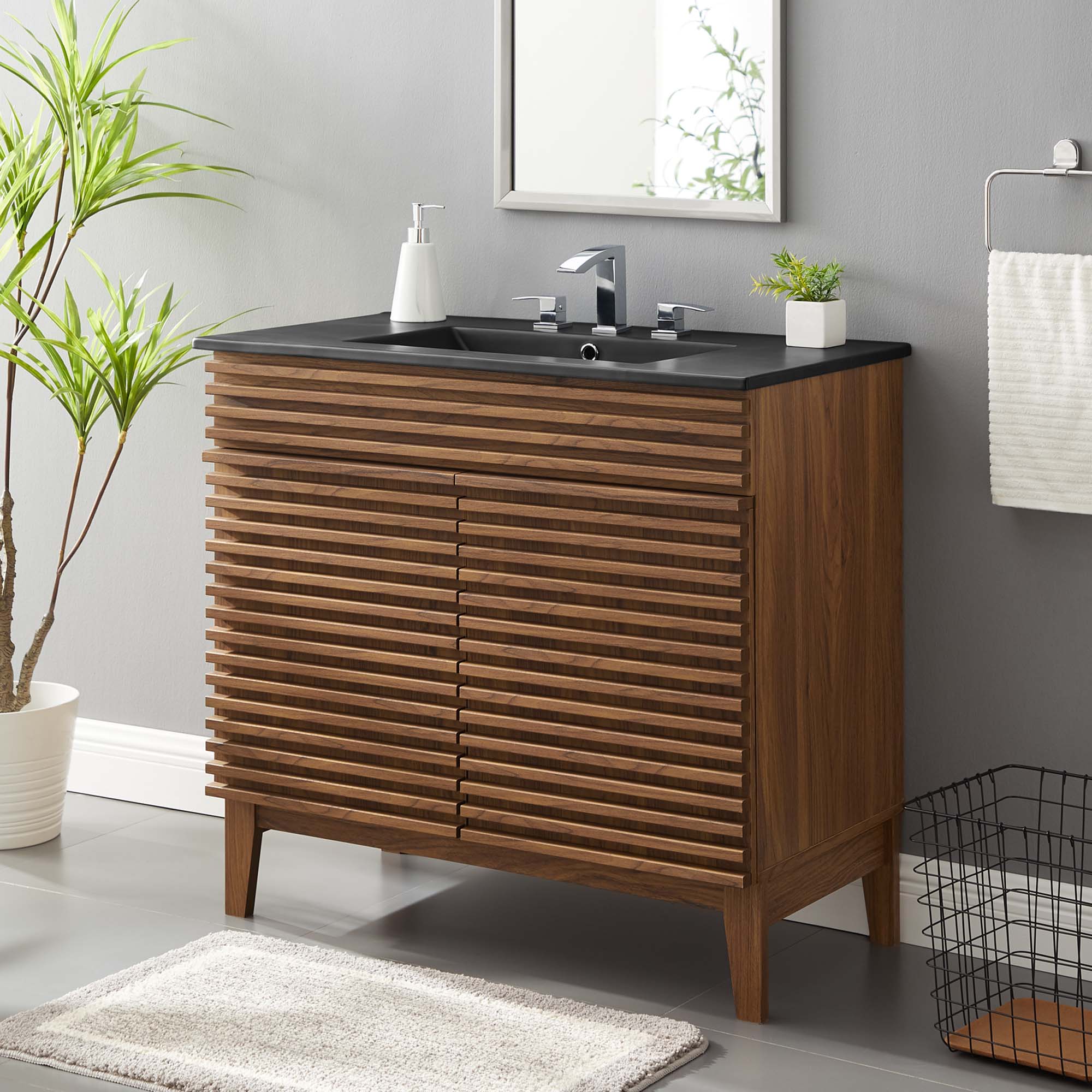 Render 36" Bathroom Vanity, Walnut Black