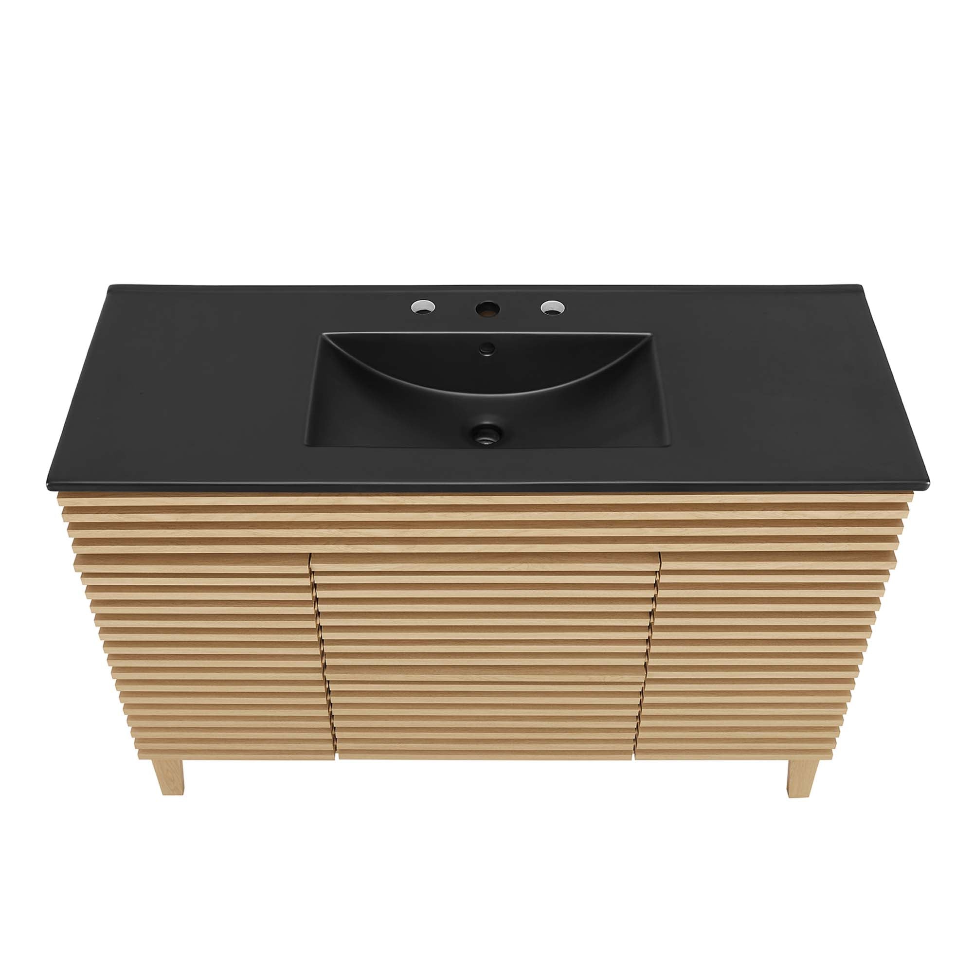 Render 48" Single Sink Bathroom Vanity, Oak Black
