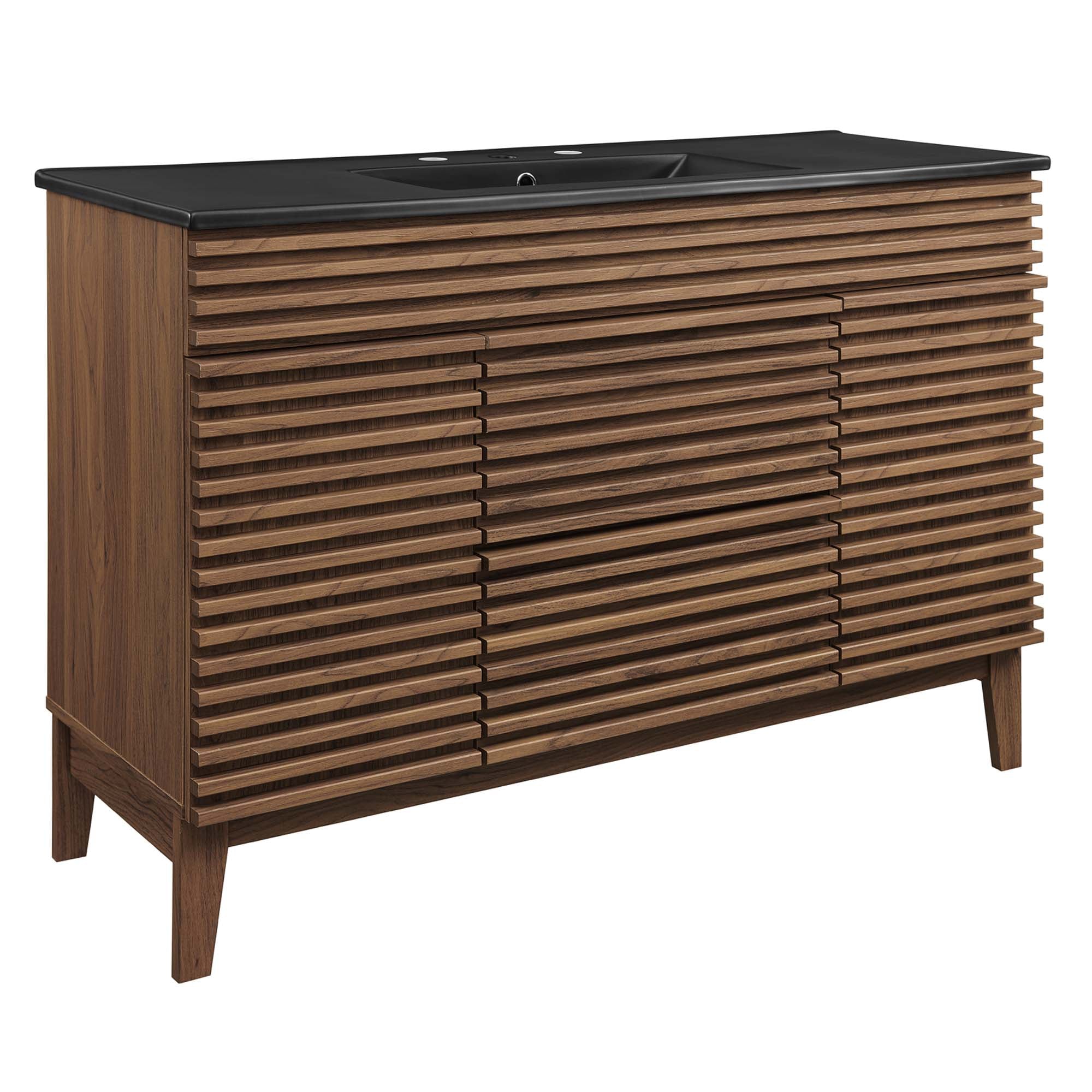 Render 48" Single Sink Bathroom Vanity, Walnut Black