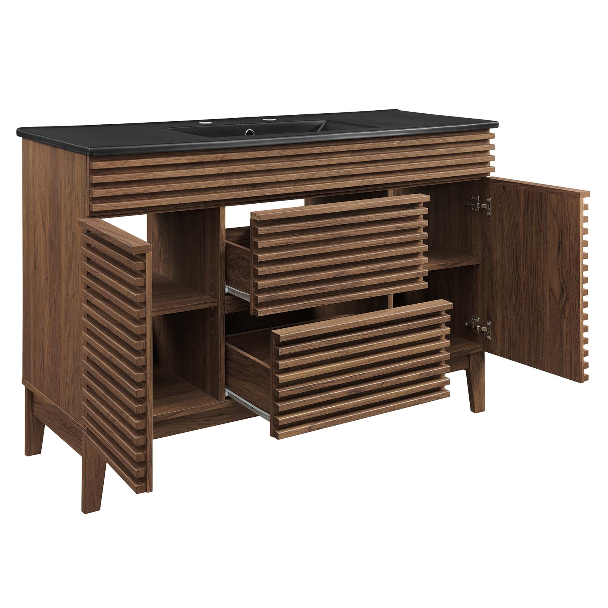 Render 48" Single Sink Bathroom Vanity, Walnut Black