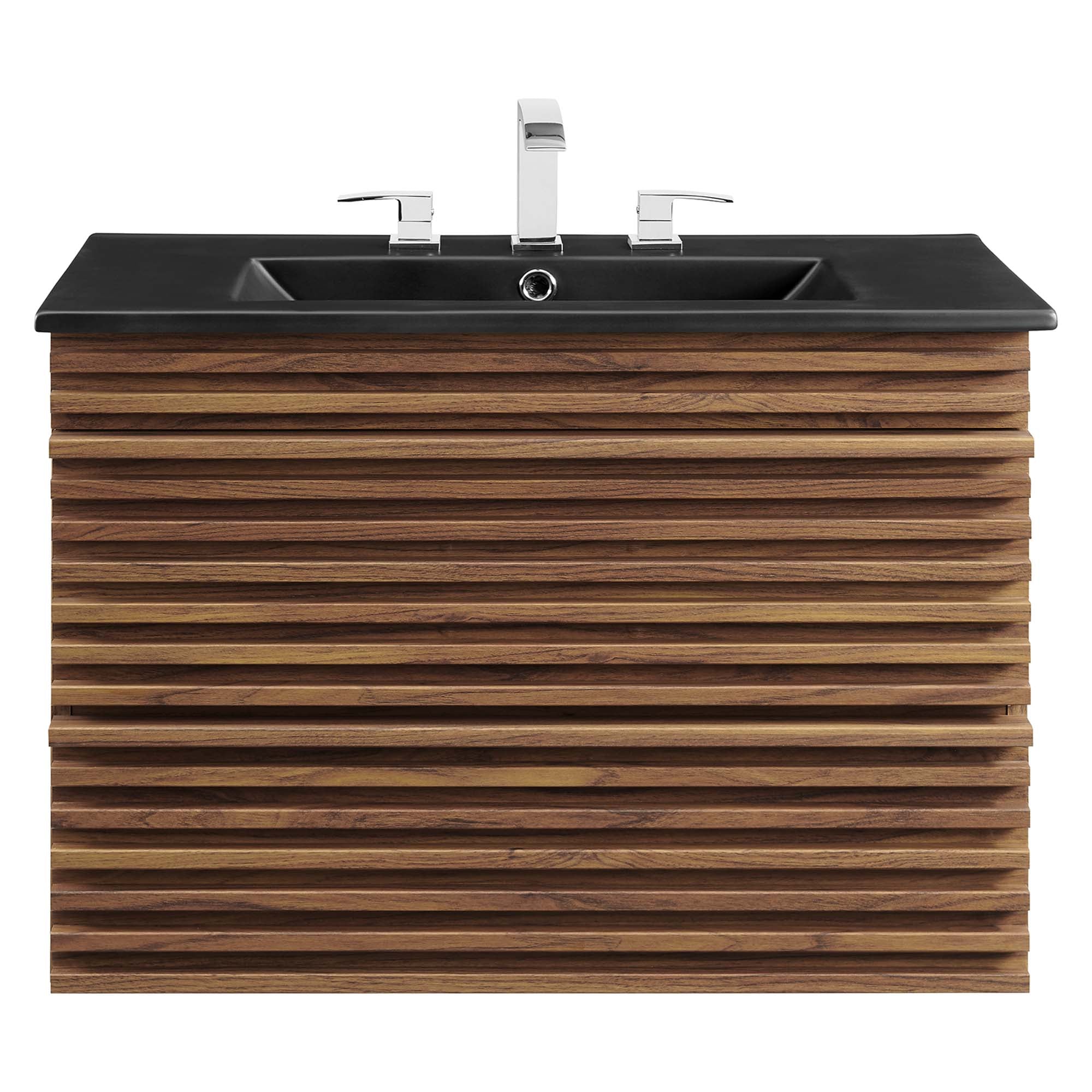 Render 30" Wall-Mount Bathroom Vanity, Walnut Black