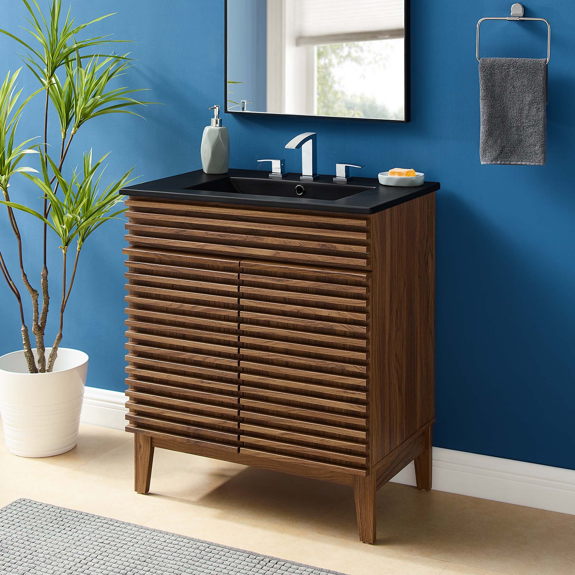 Render 30" Bathroom Vanity, Walnut Black