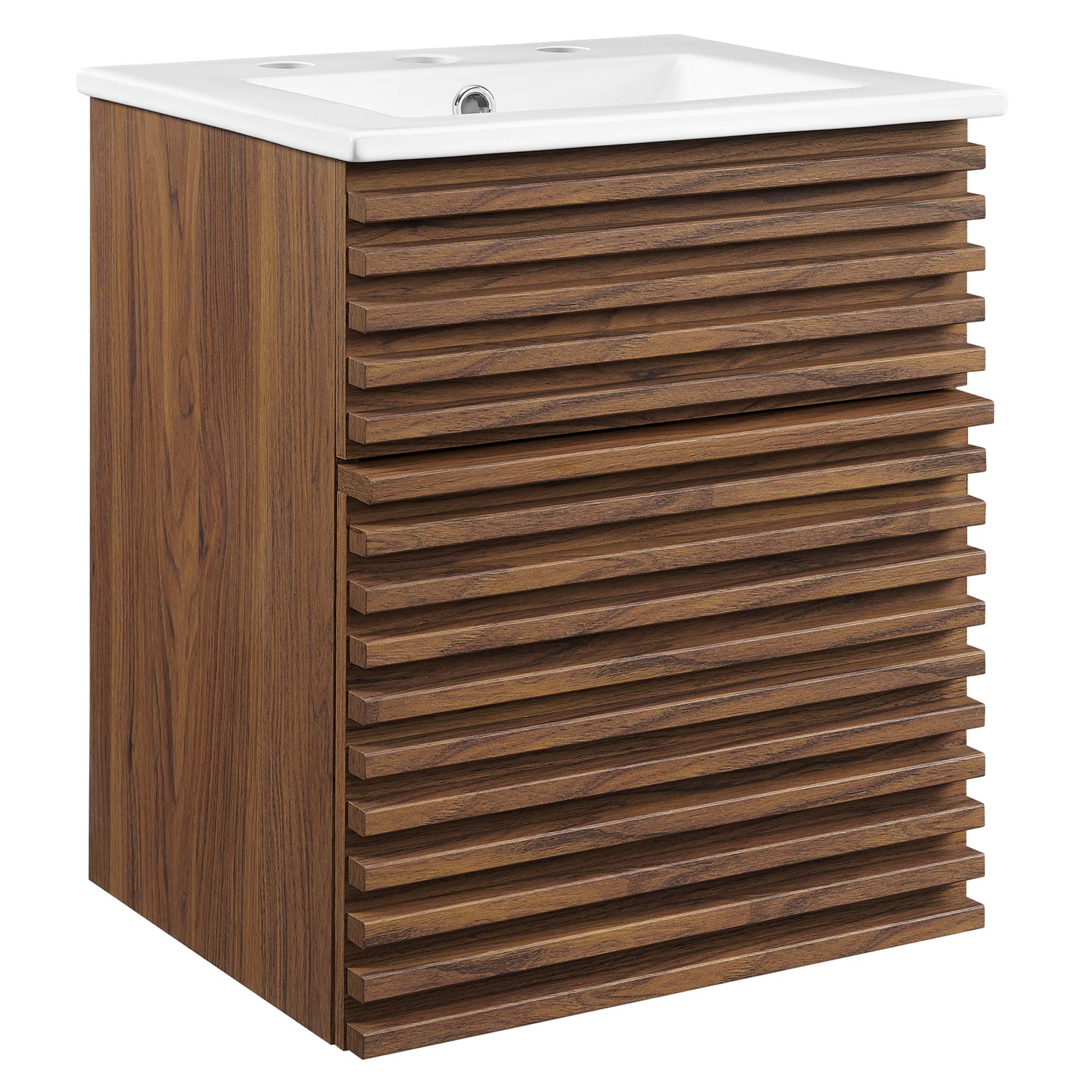 Render 18" Wall-Mount Bathroom Vanity, Walnut White