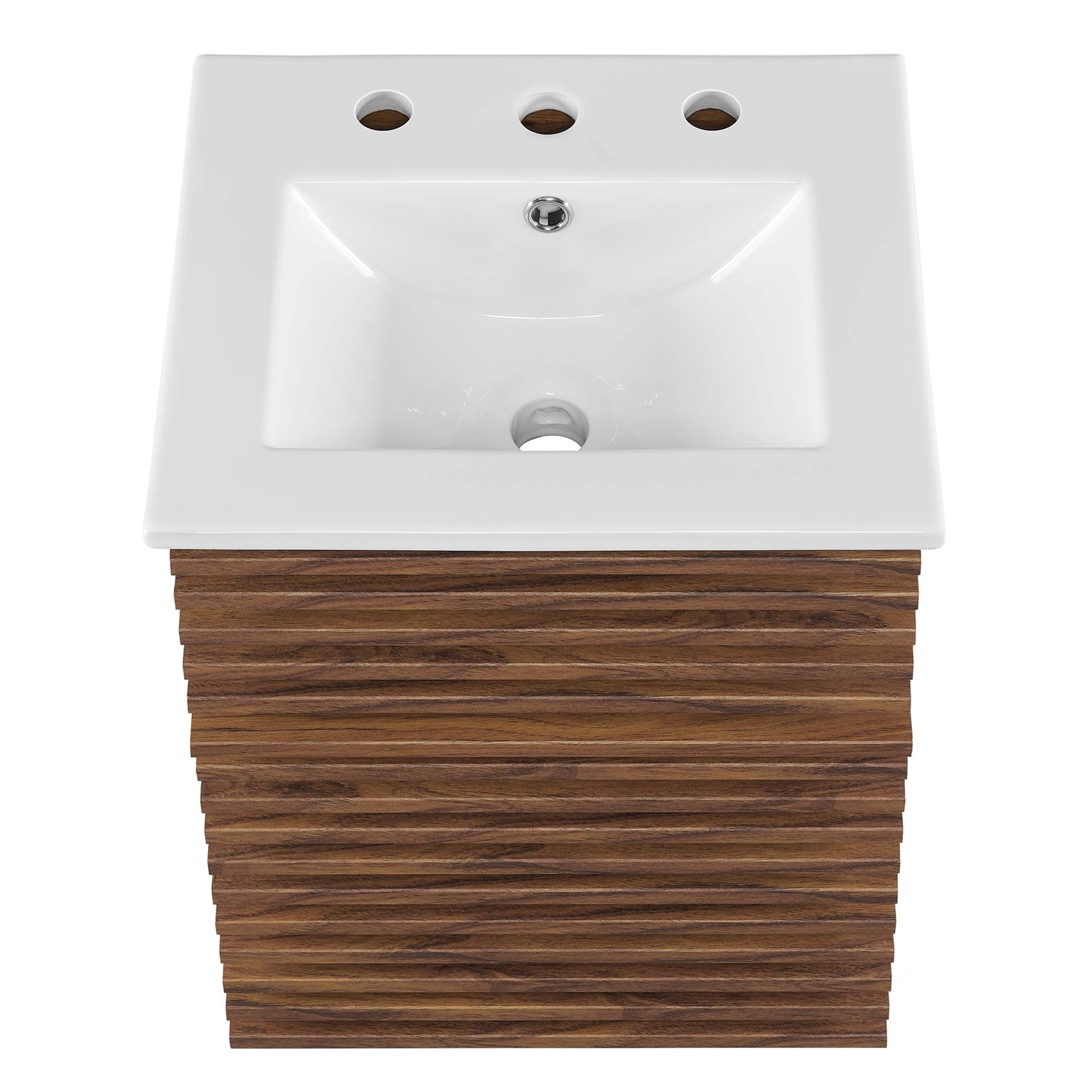 Render 18" Wall-Mount Bathroom Vanity, Walnut White