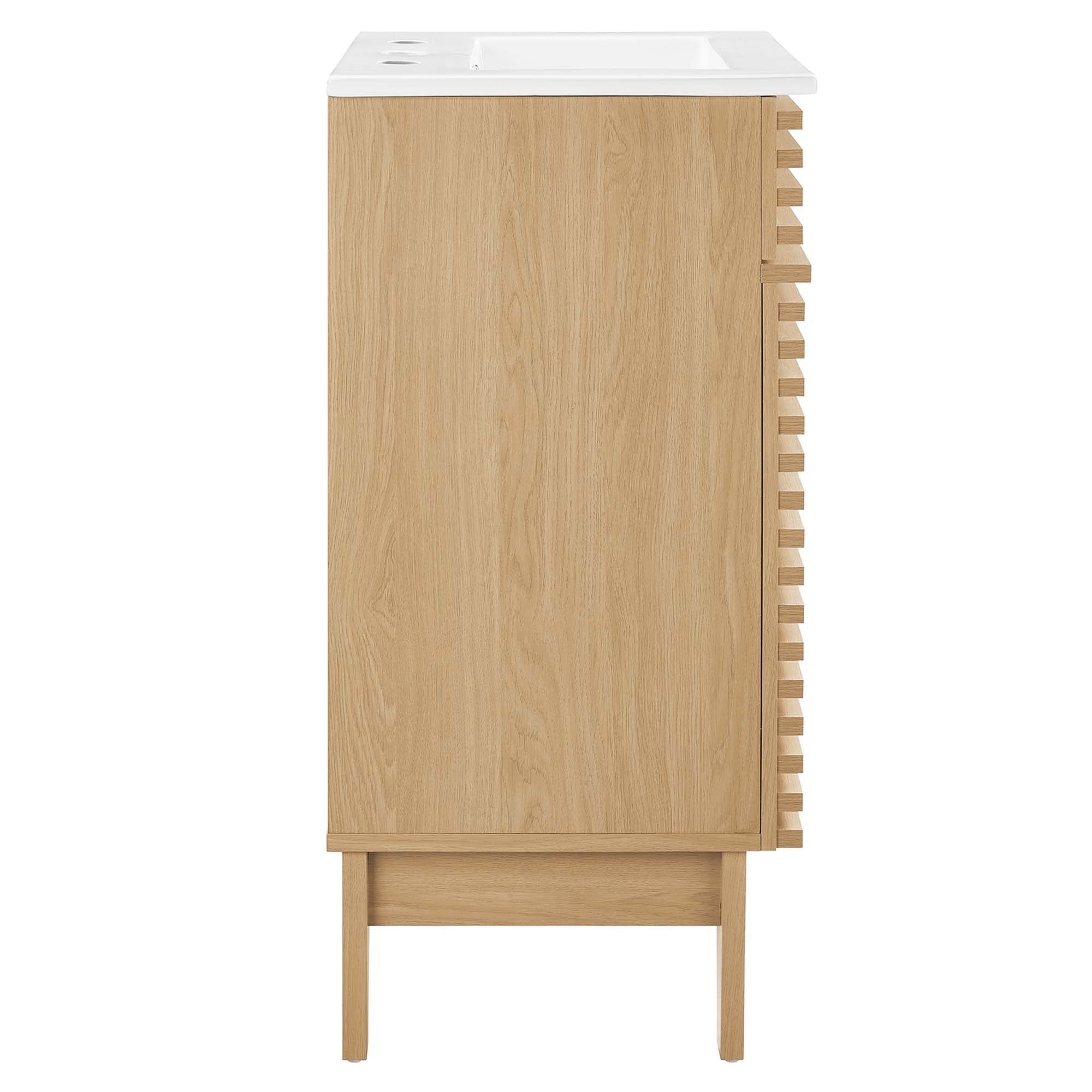 Render 18" Bathroom Vanity Cabinet, Oak White
