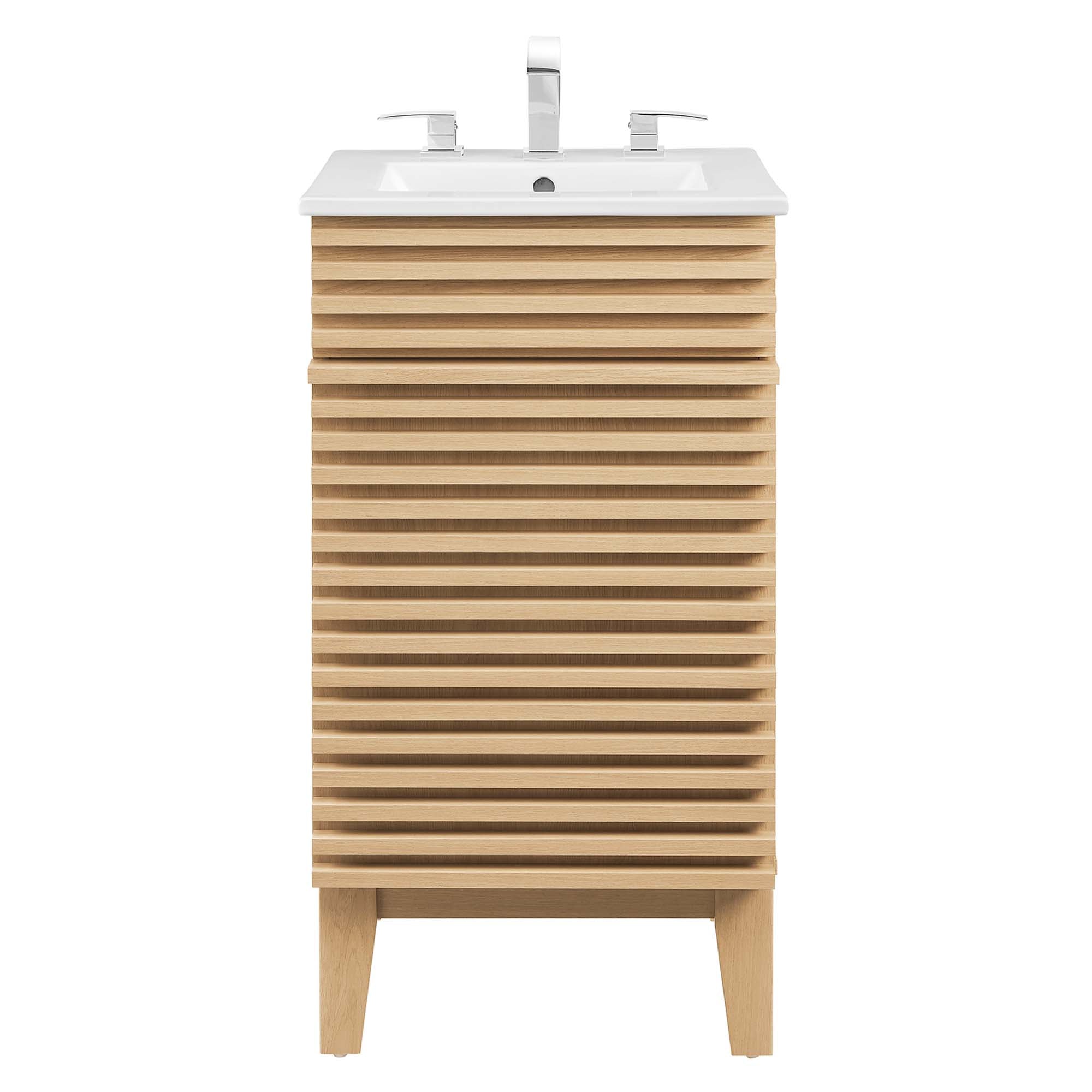 Render 18" Bathroom Vanity Cabinet, Oak White