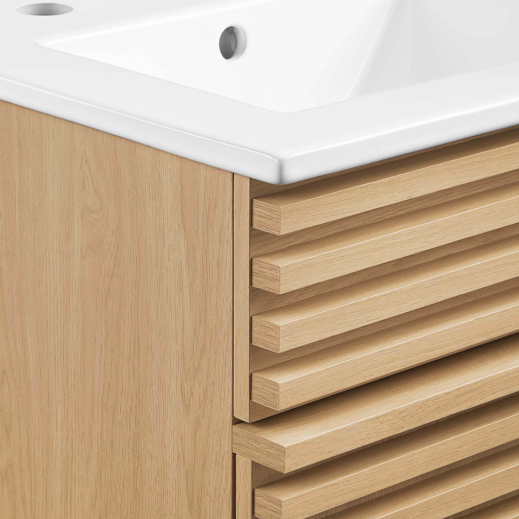 Render 18" Bathroom Vanity Cabinet, Oak White