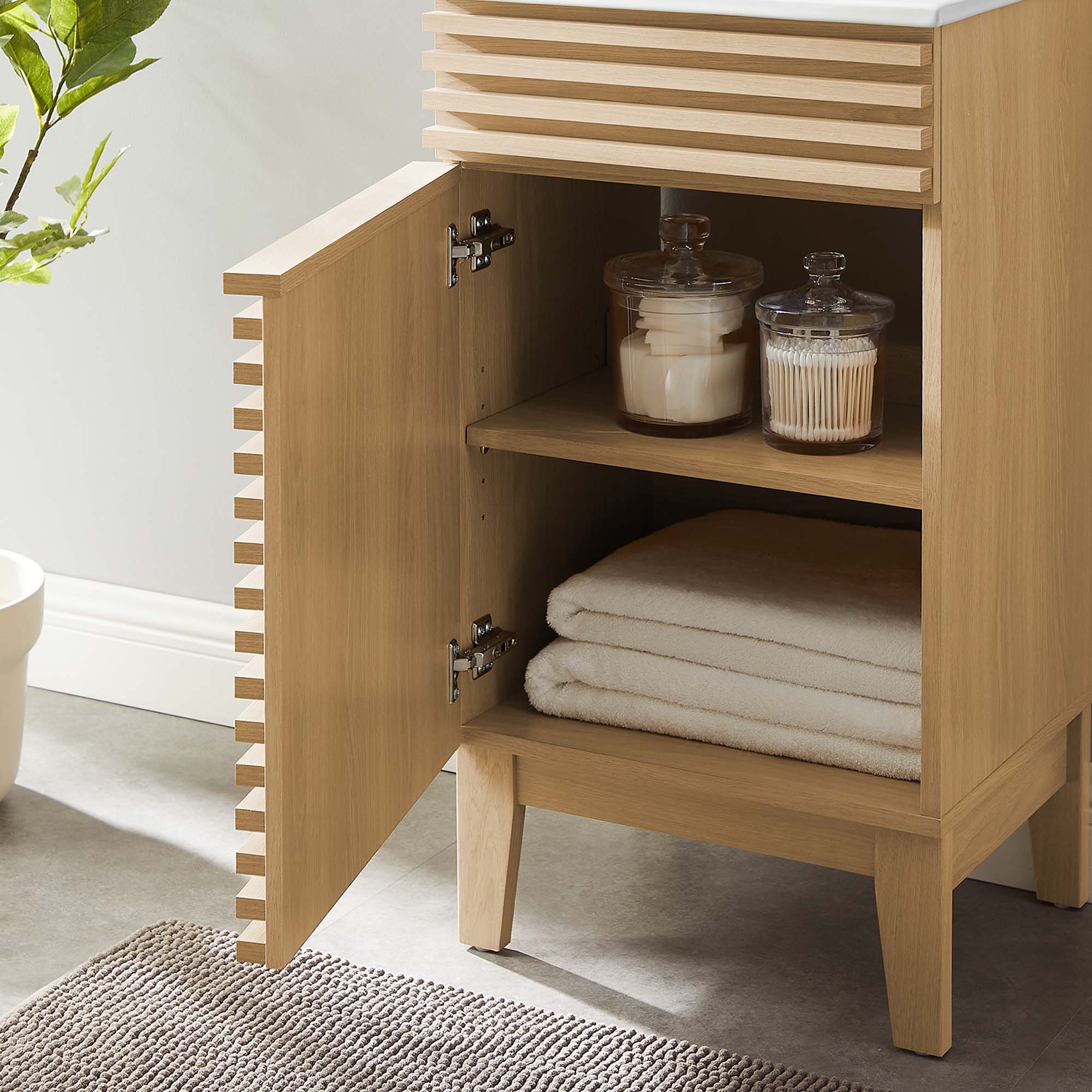 Render 18" Bathroom Vanity Cabinet, Oak White