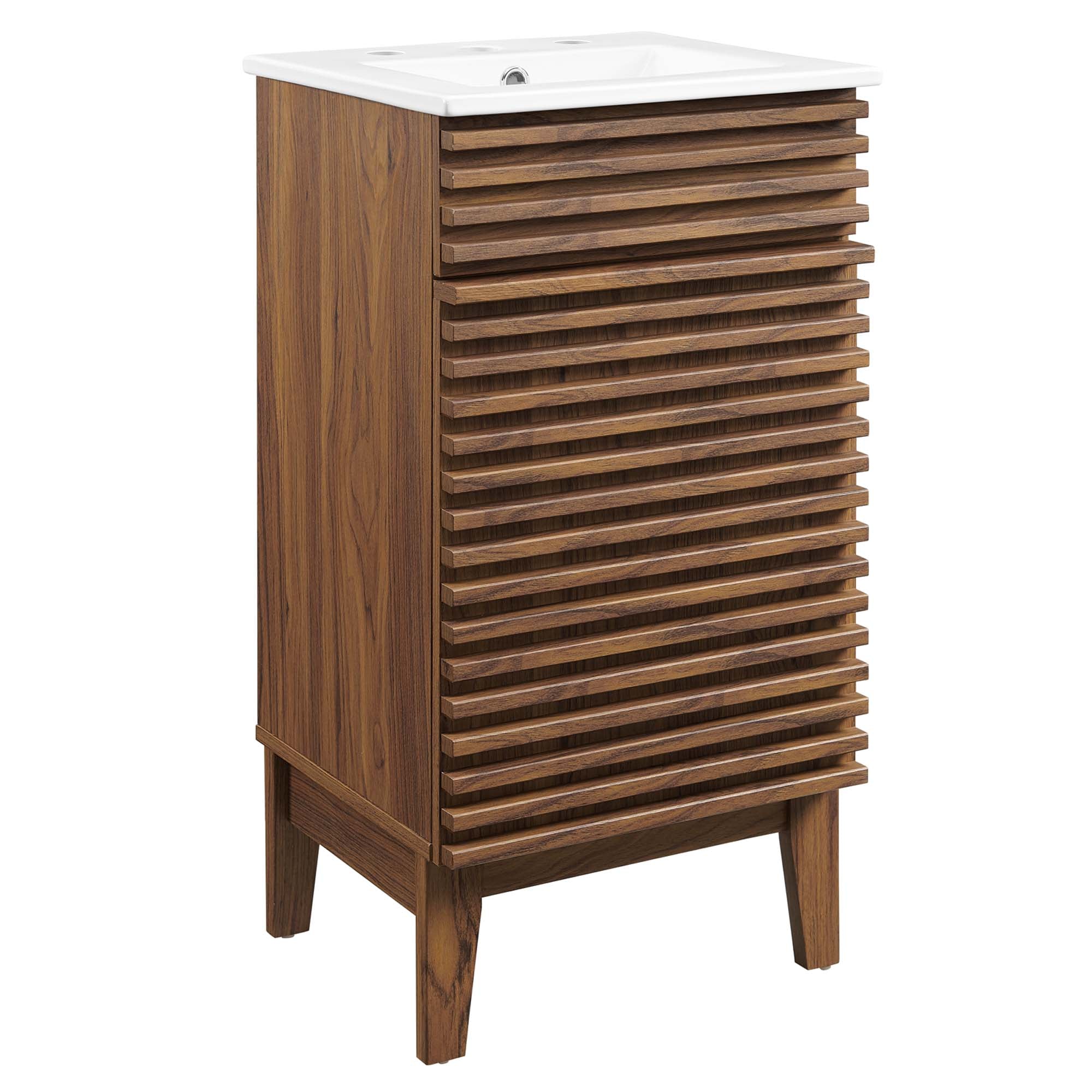 Render 18" Bathroom Vanity Cabinet, Walnut White