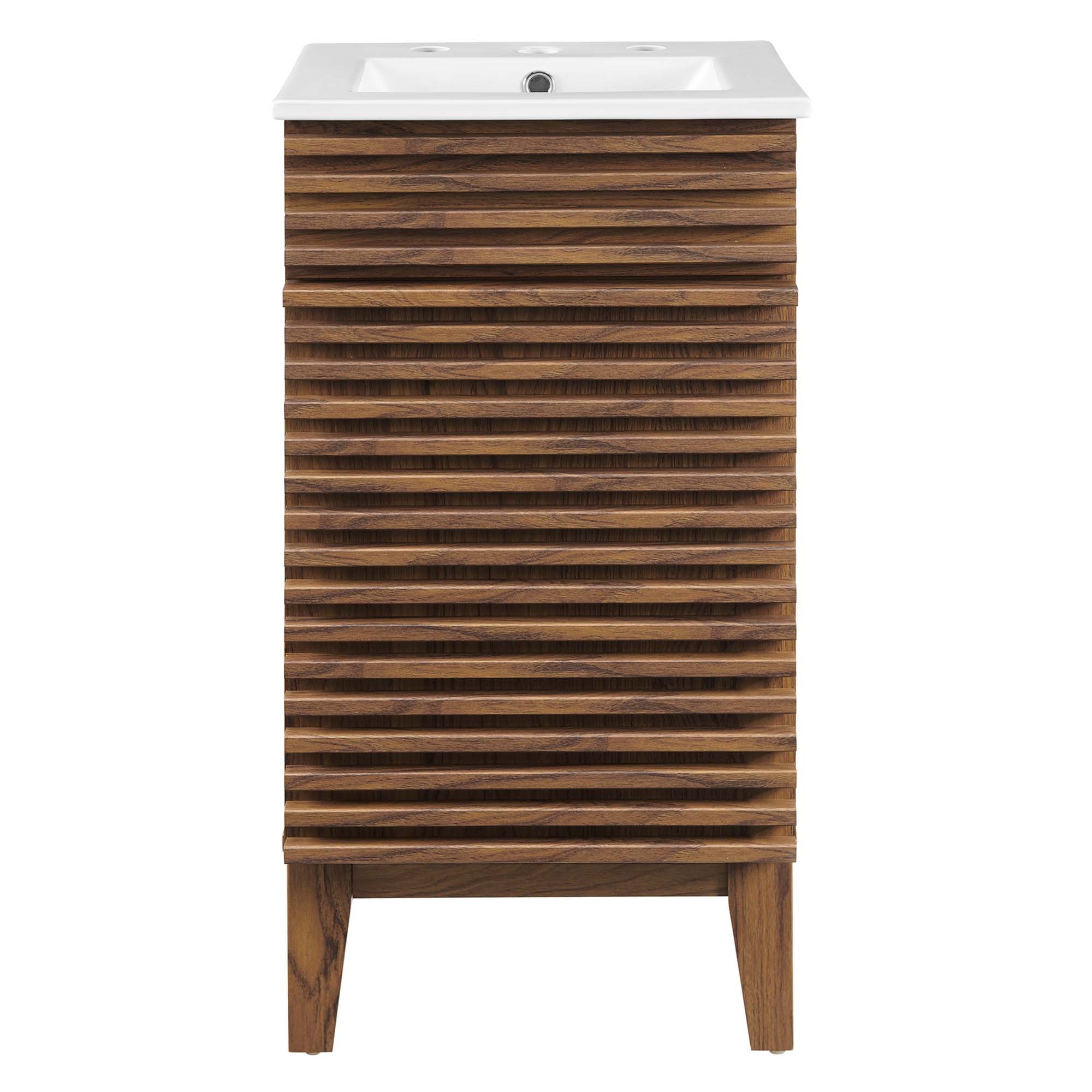 Render 18" Bathroom Vanity Cabinet, Walnut White