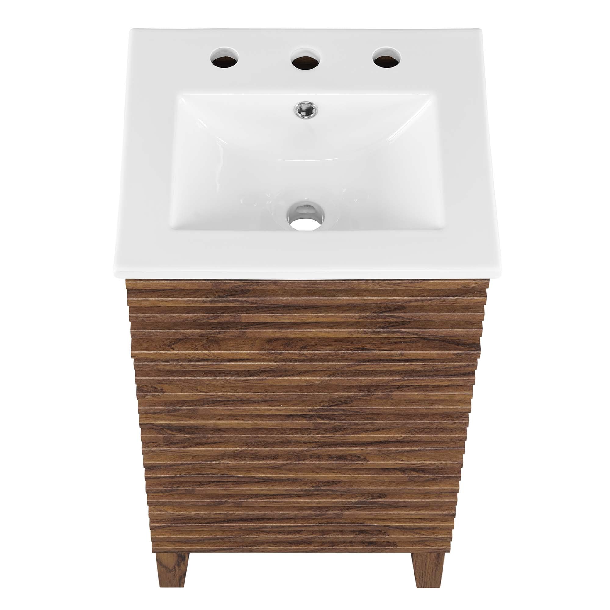 Render 18" Bathroom Vanity Cabinet, Walnut White