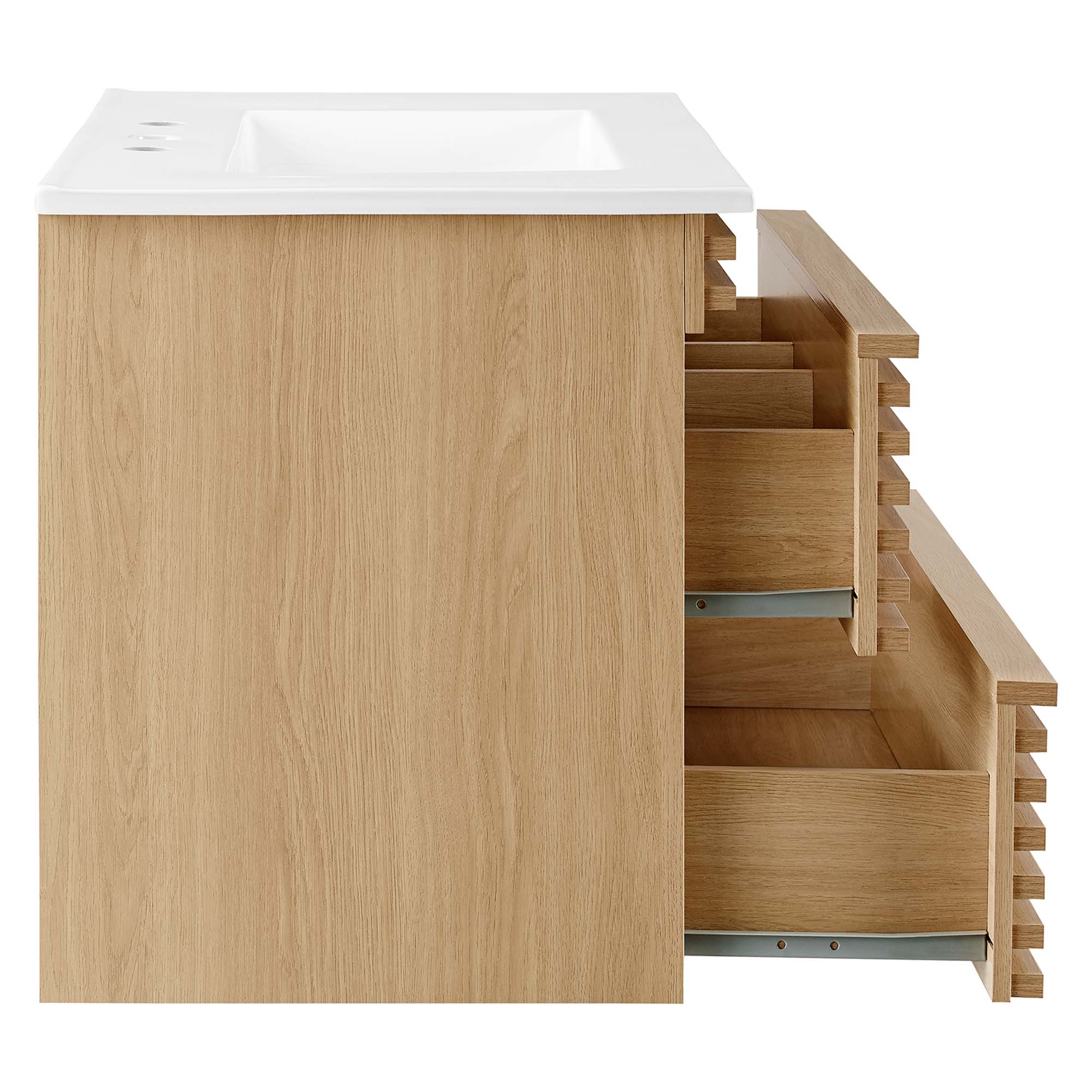Render 30" Wall-Mount Bathroom Vanity, Oak White