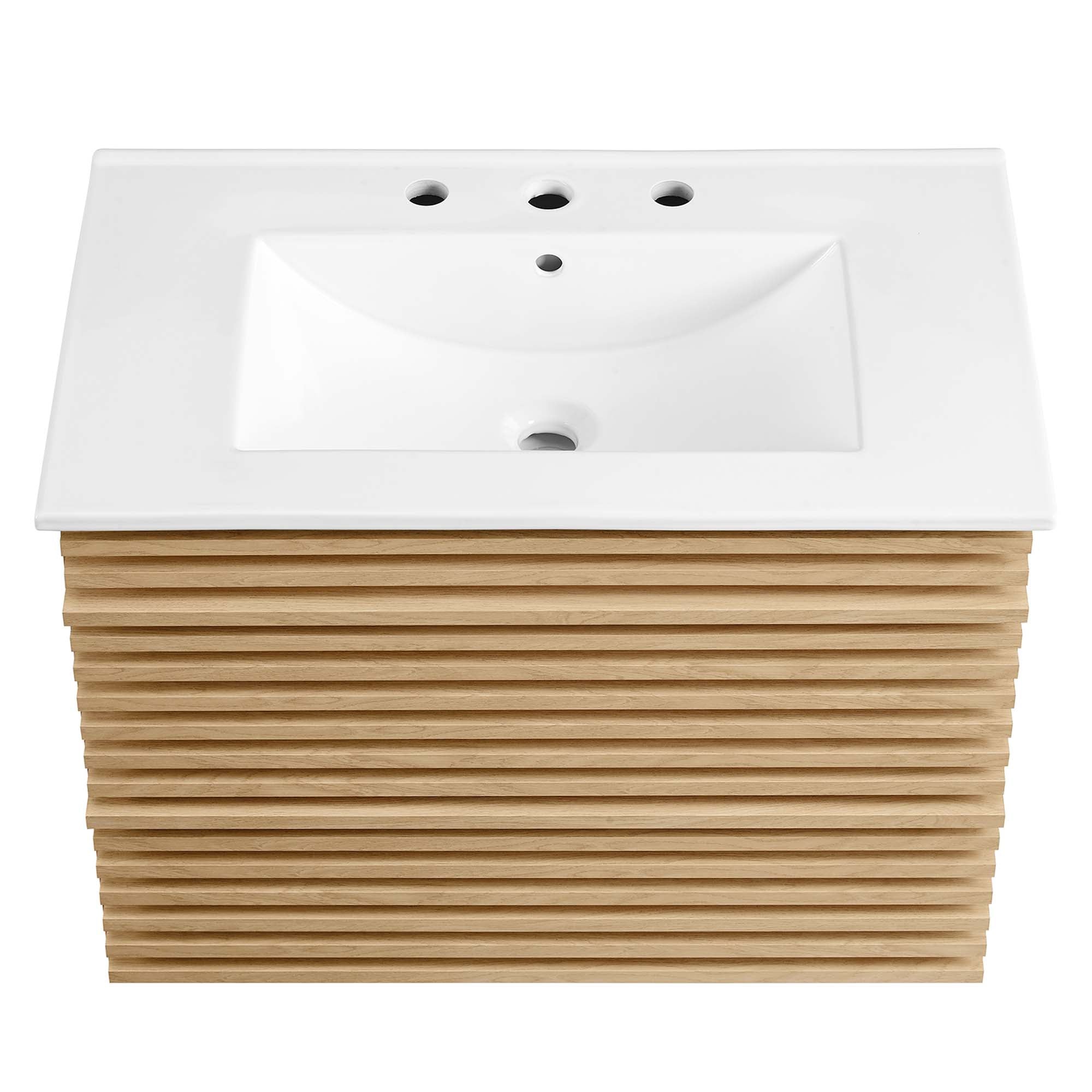 Render 30" Wall-Mount Bathroom Vanity, Oak White