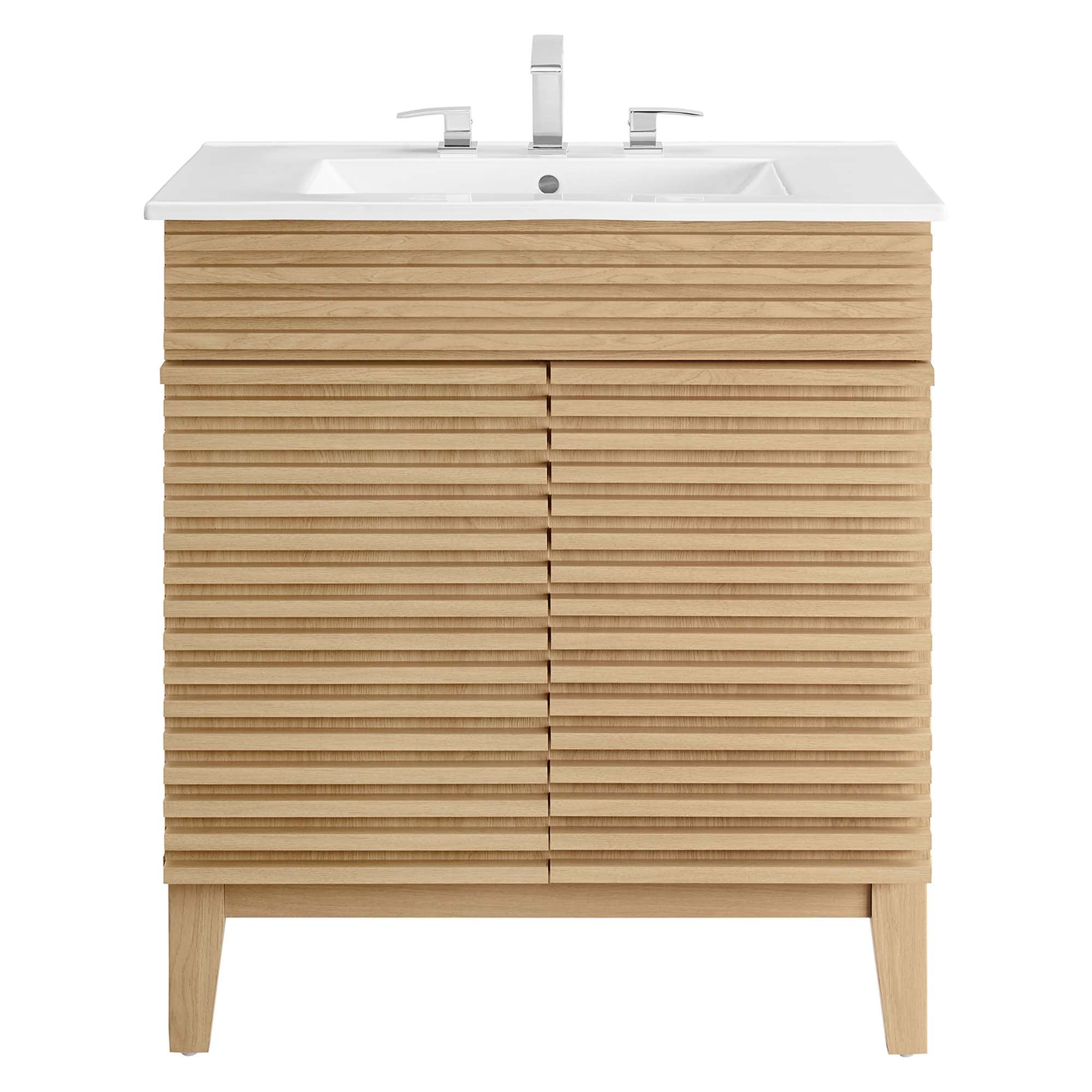 Render 30" Bathroom Vanity Cabinet, Oak White