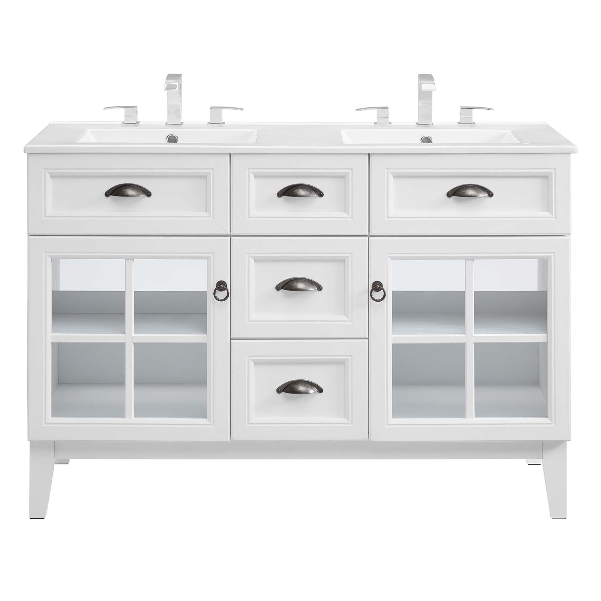 Isle 48" Double Bathroom Vanity Cabinet, White White