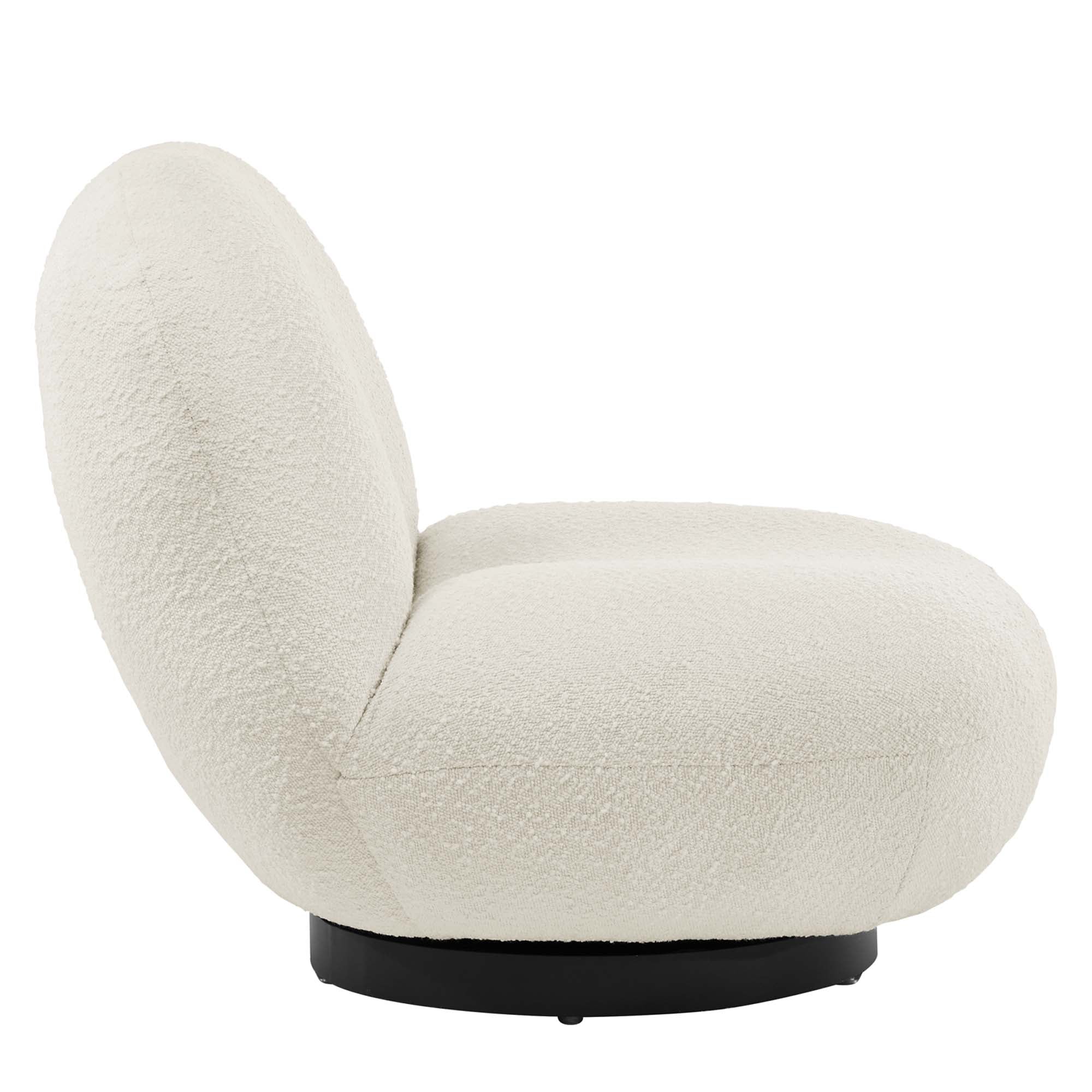 Kindred Boucle Upholstered Upholstered Fabric Swivel Chair, Black Ivory