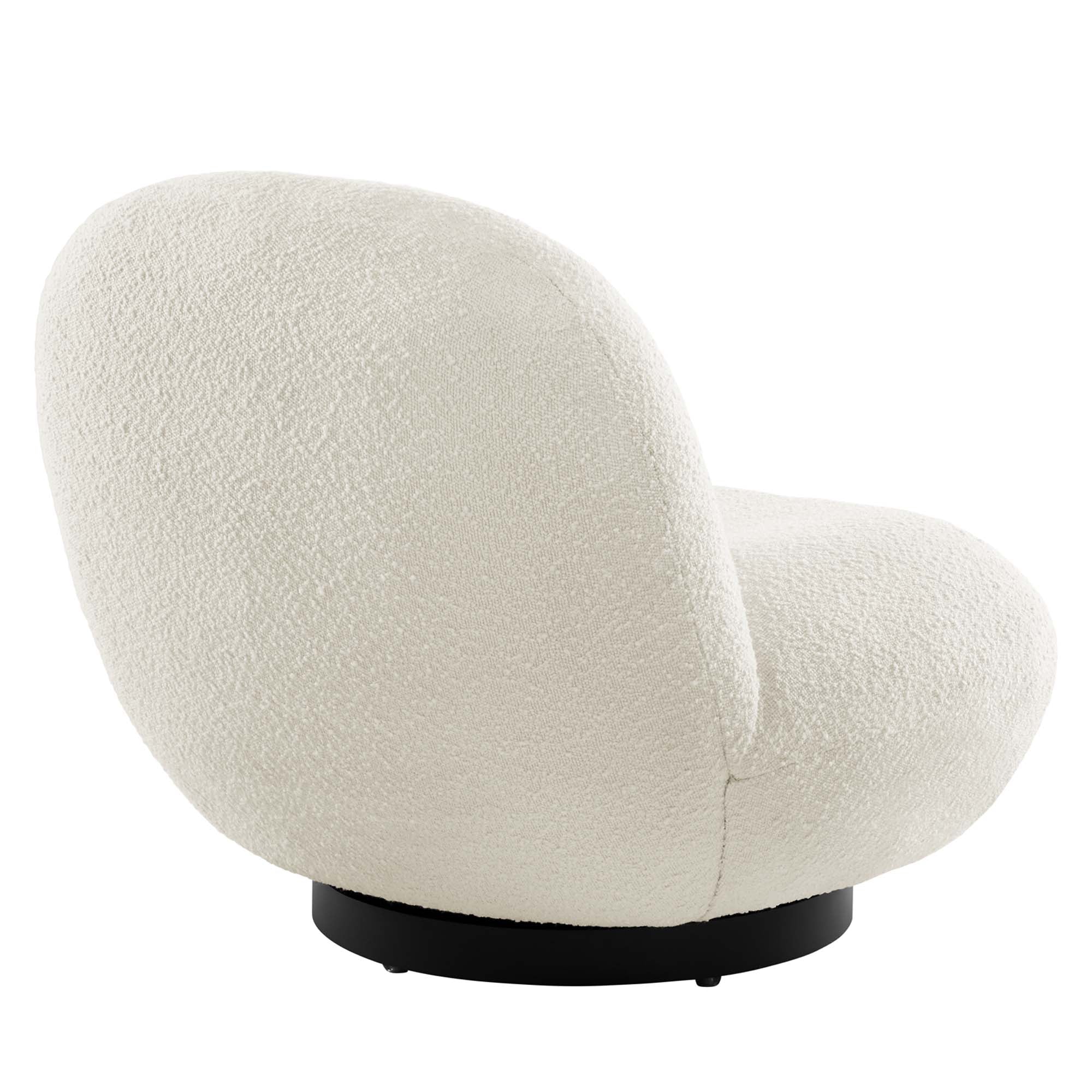 Kindred Boucle Upholstered Upholstered Fabric Swivel Chair, Black Ivory