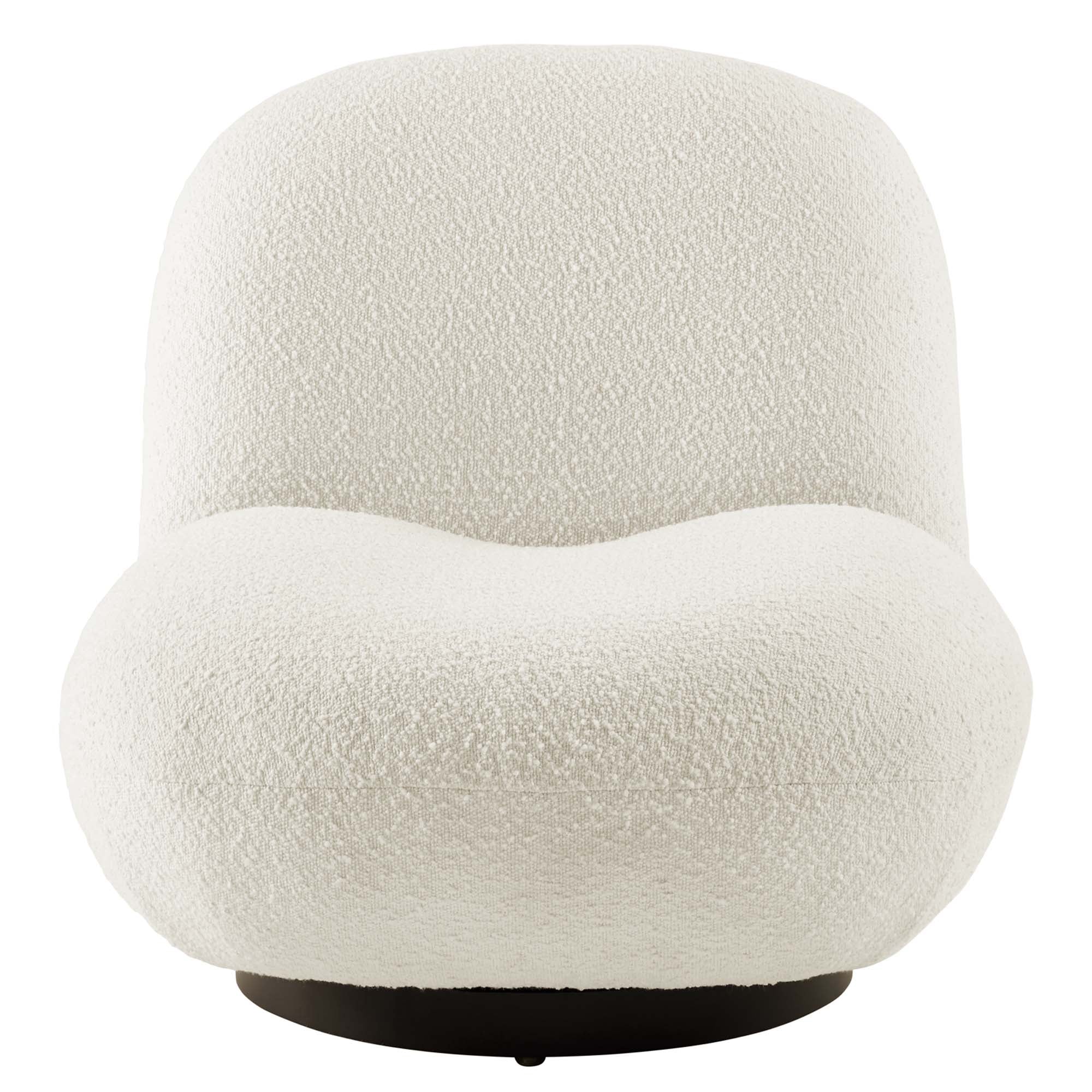 Kindred Boucle Upholstered Upholstered Fabric Swivel Chair, Black Ivory