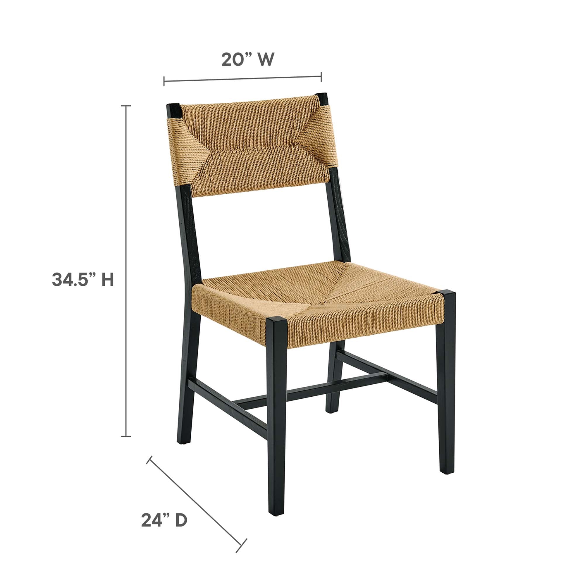 Bodie Wood Dining Chair, Black Natural