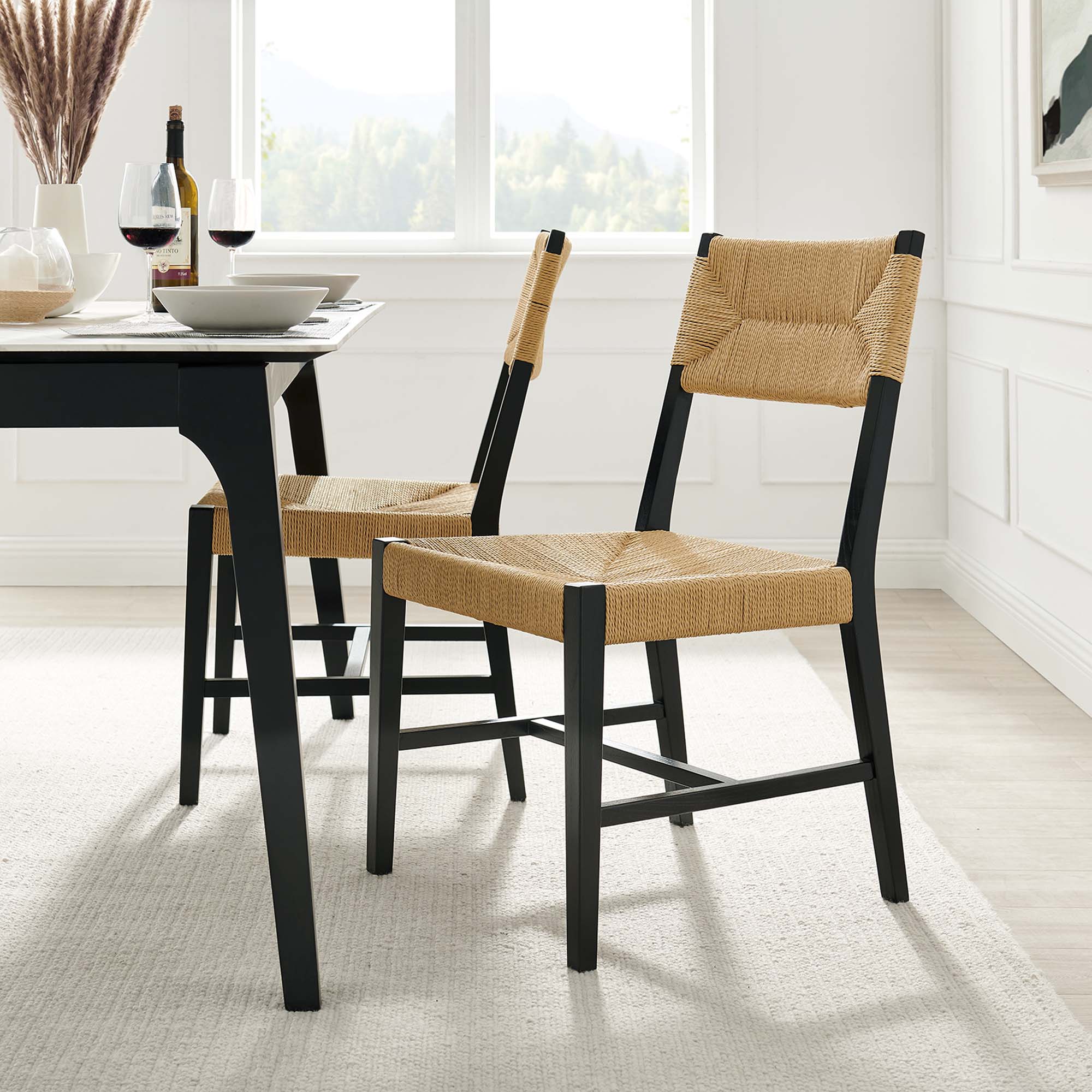 Bodie Wood Dining Chair, Black Natural