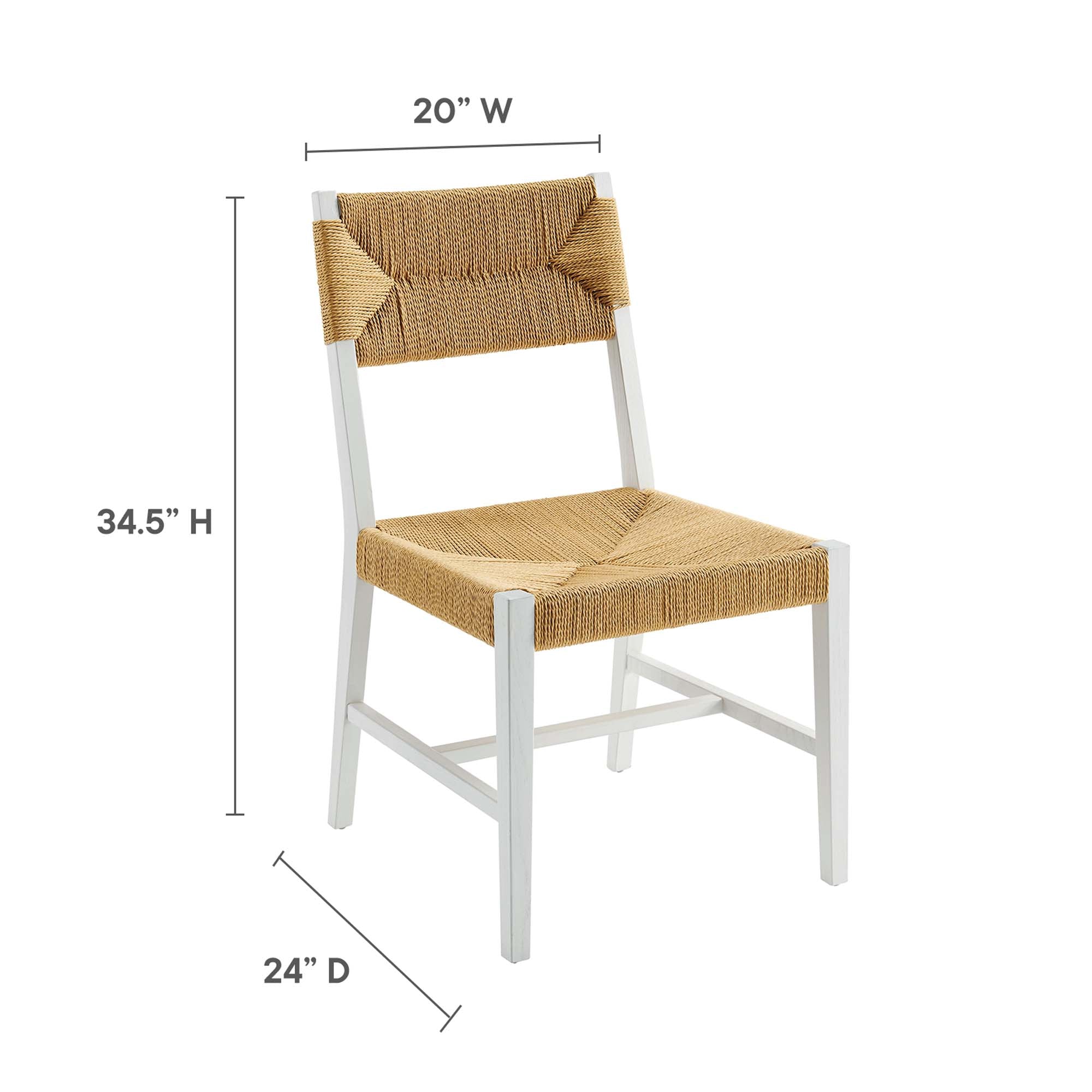 Bodie Wood Dining Chair, White Natural
