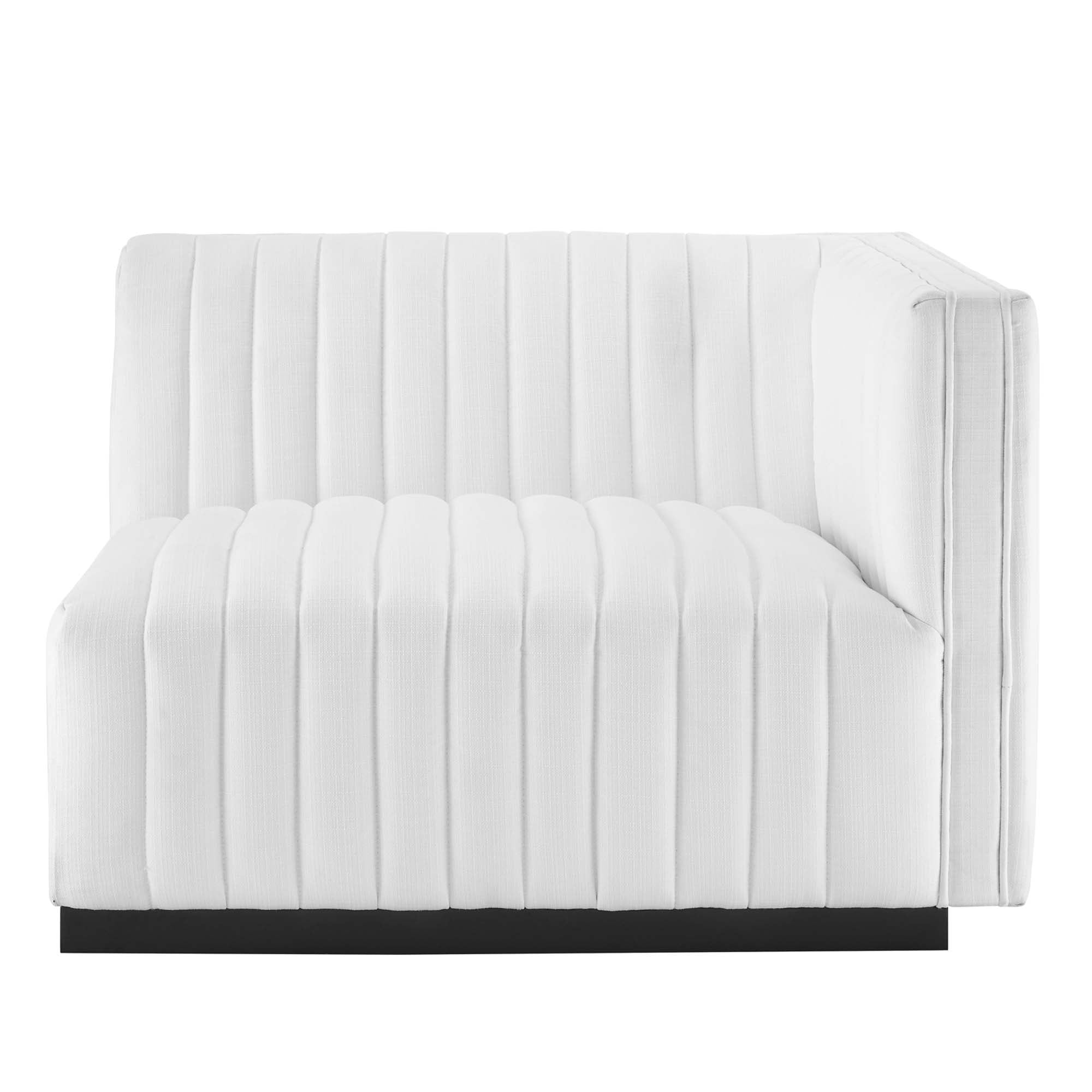Conjure Channel Tufted Upholstered Fabric Right-Arm Chair, Black White