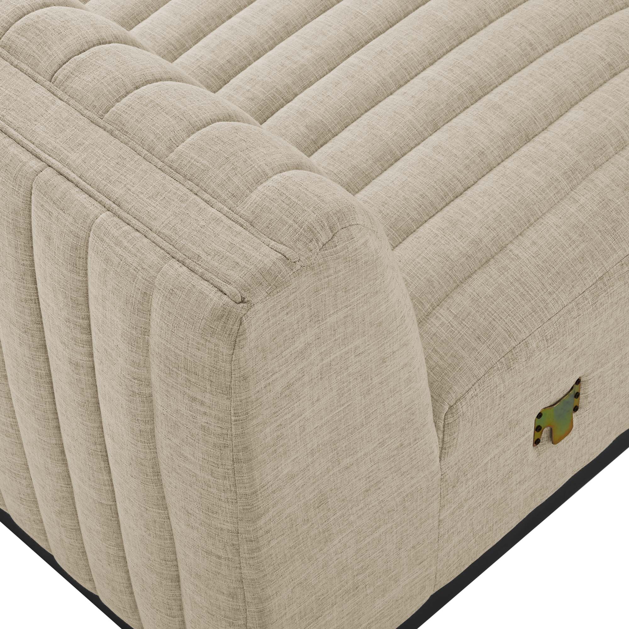 Conjure Channel Tufted Upholstered Fabric Armless Chair, Black Beige