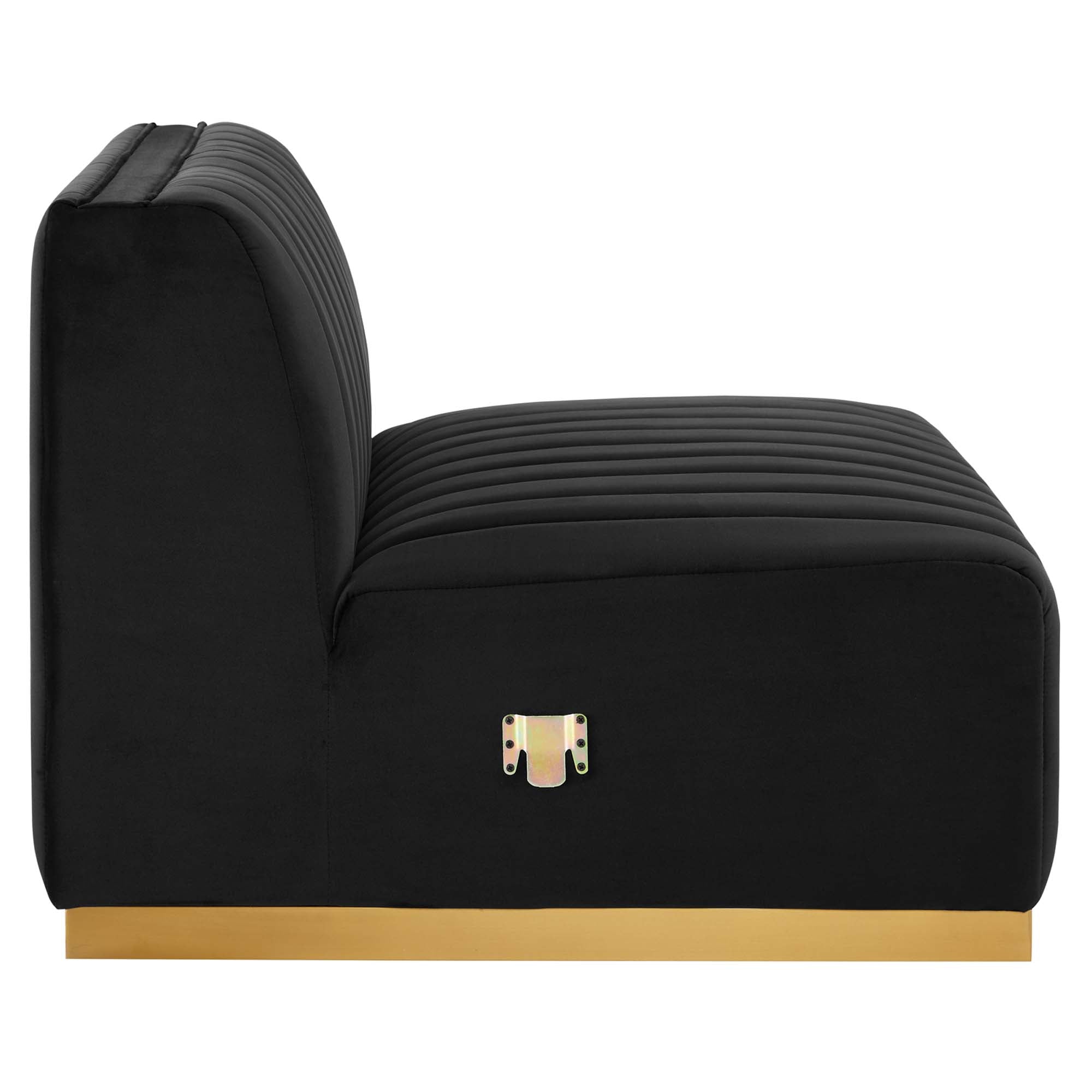 Conjure Channel Tufted Performance Velvet Armless Chair, Gold Black